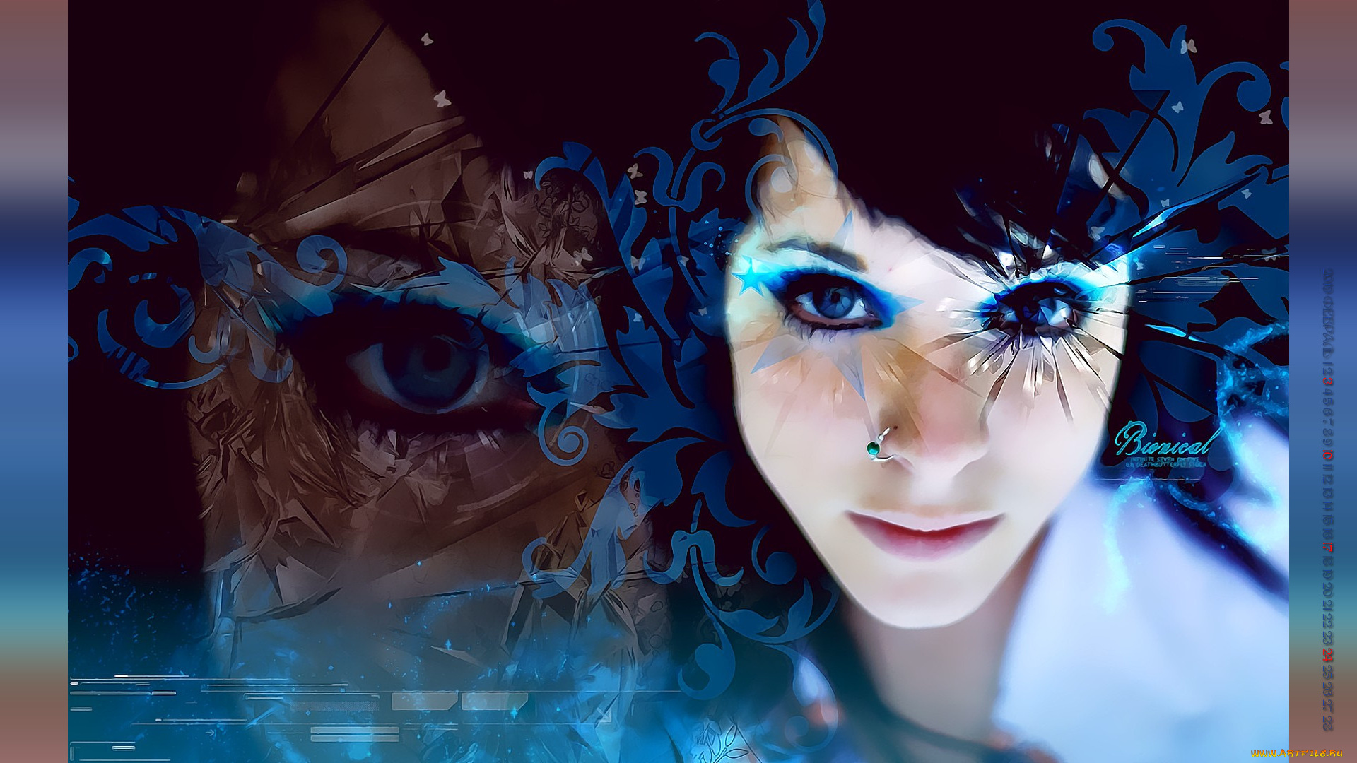 календари, фэнтези, образ, лицо, девушка, взгляд, пирсинг