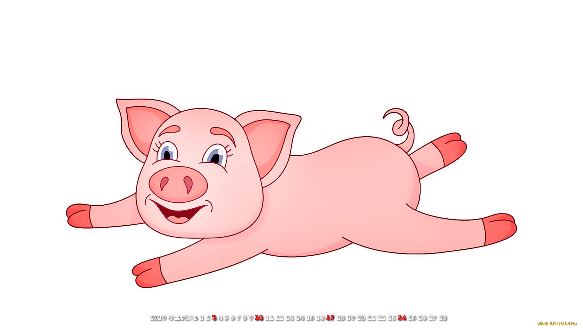 календари, рисованные, , векторная, графика, поросенок, свинья
