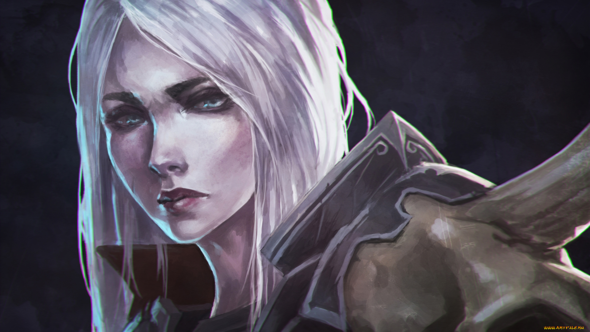 рисованное, комиксы, фон, взгляд, девушка