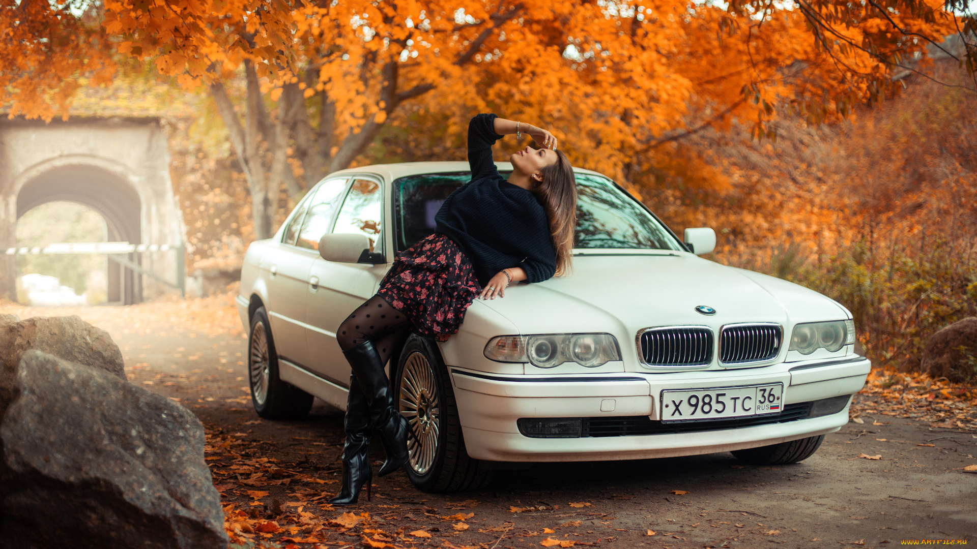автомобили, -авто, с, девушками, bmw, e38, mila