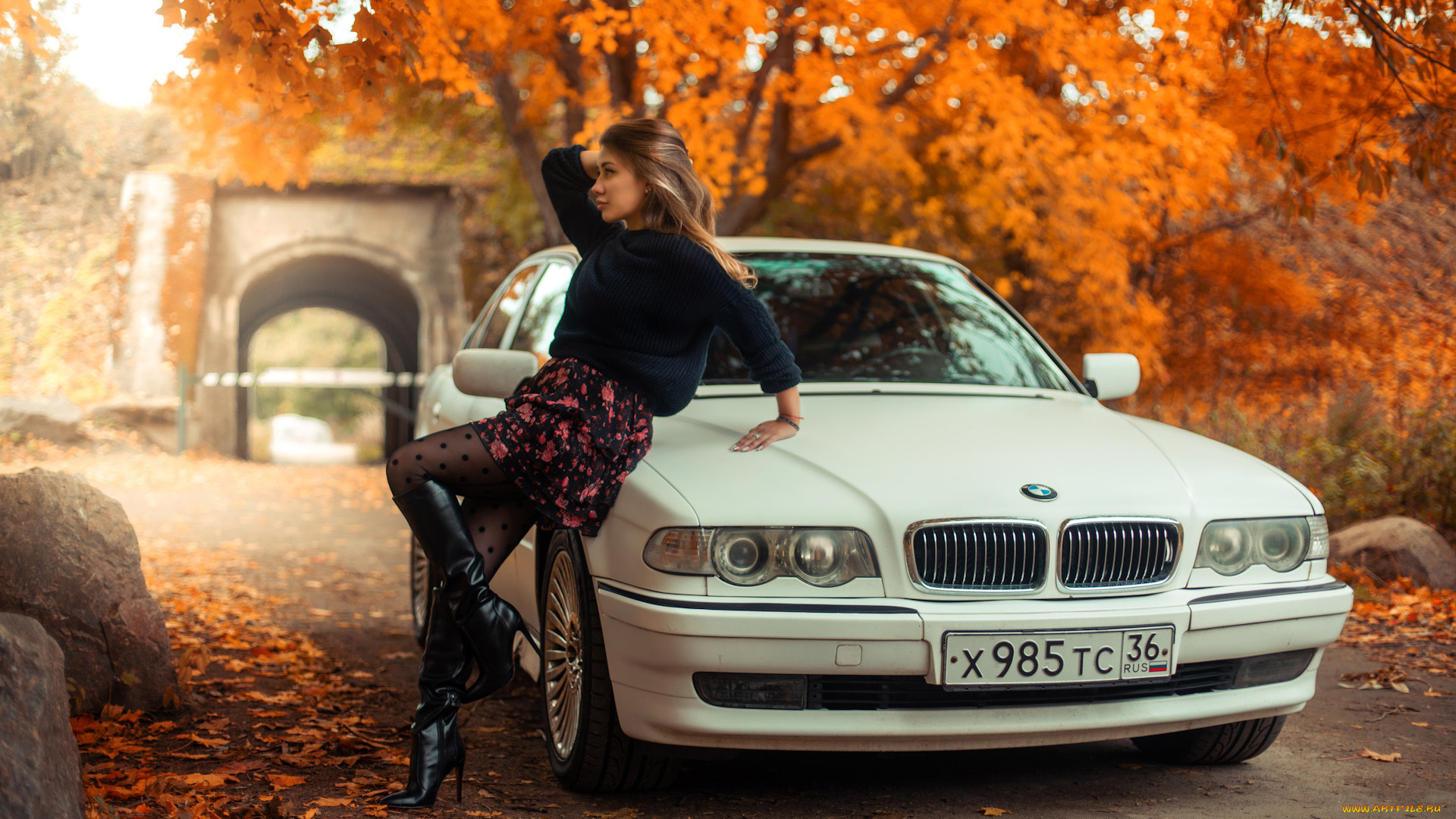 автомобили, -авто, с, девушками, bmw, e38, mila