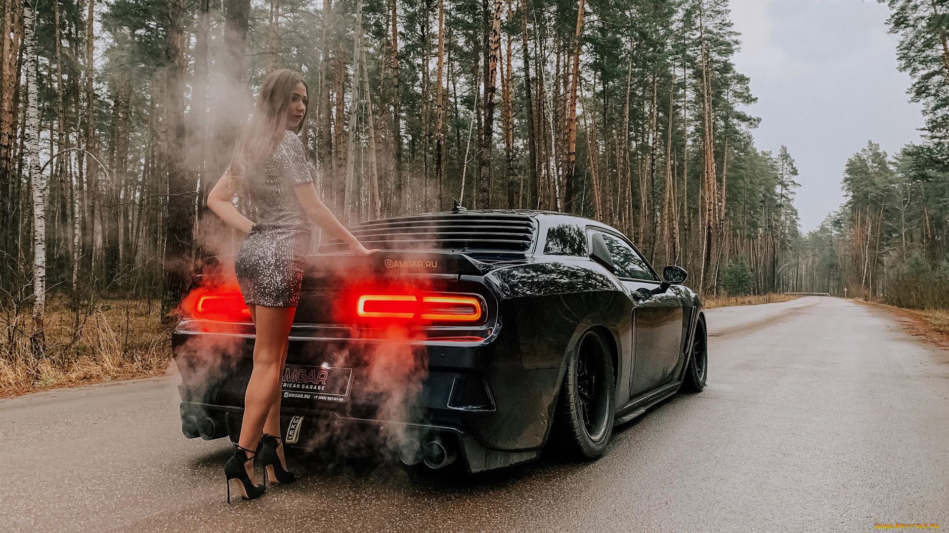 автомобили, -авто, с, девушками, dodge, challenger
