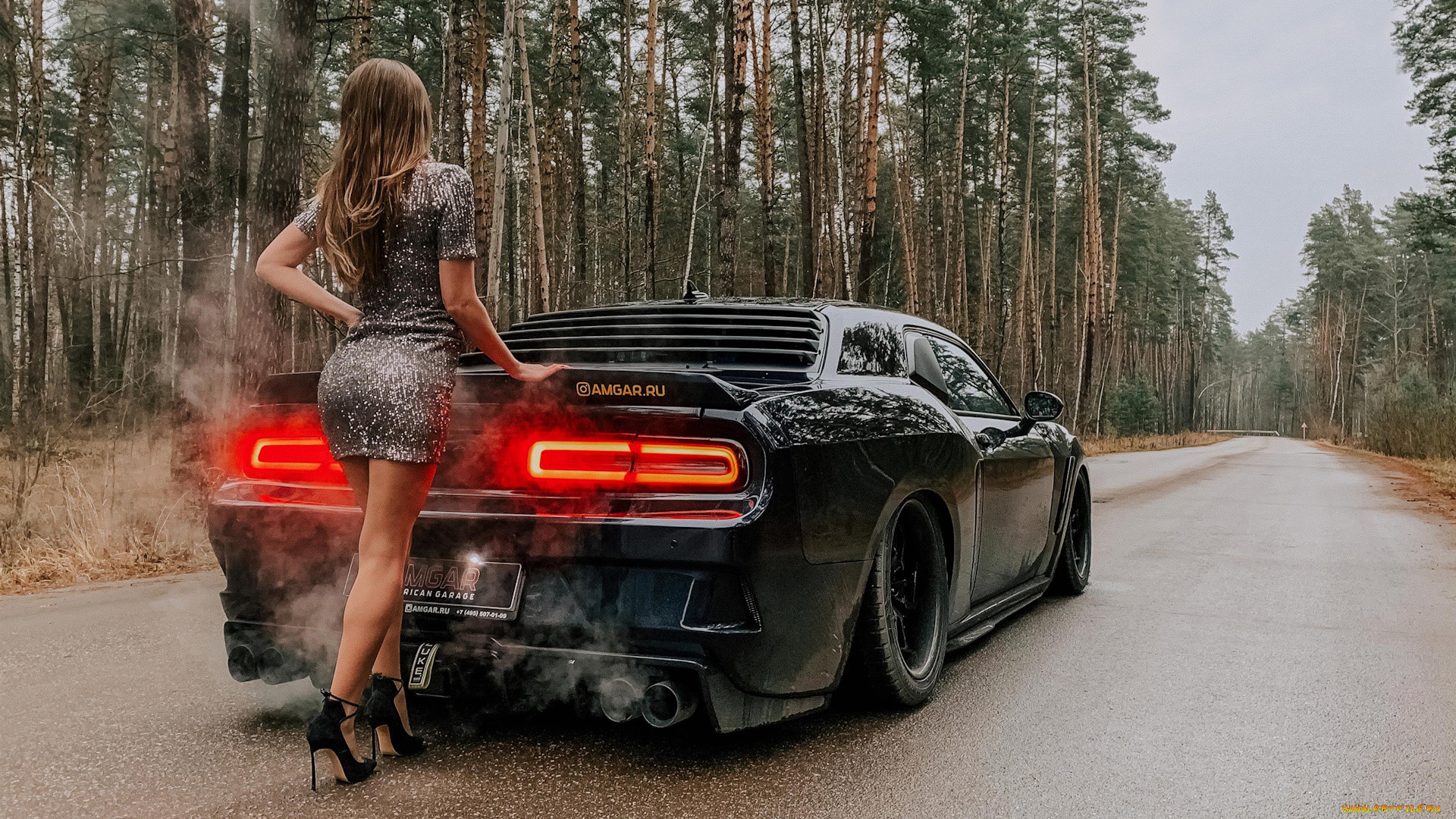 автомобили, -авто, с, девушками, dodge, challenger