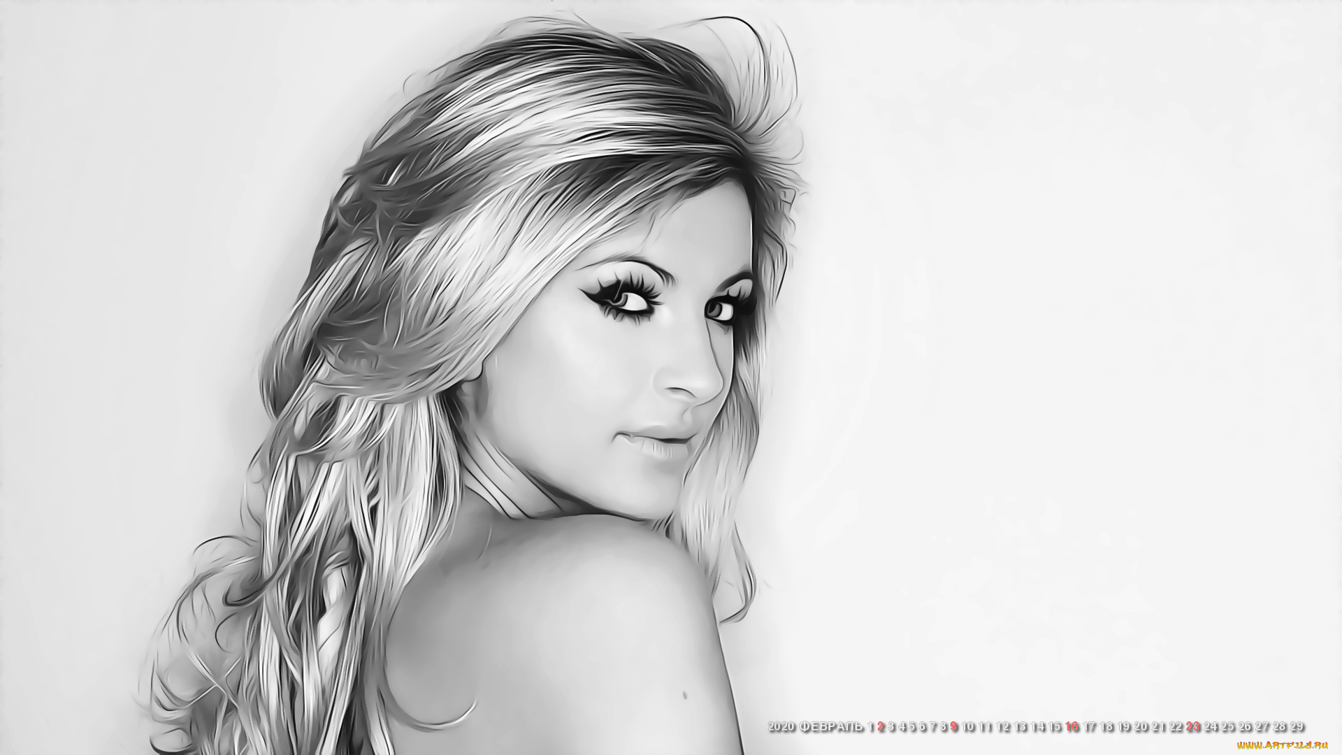 календари, компьютерный, дизайн, девушка, 2020, calendar, женщина, взгляд, блондинка