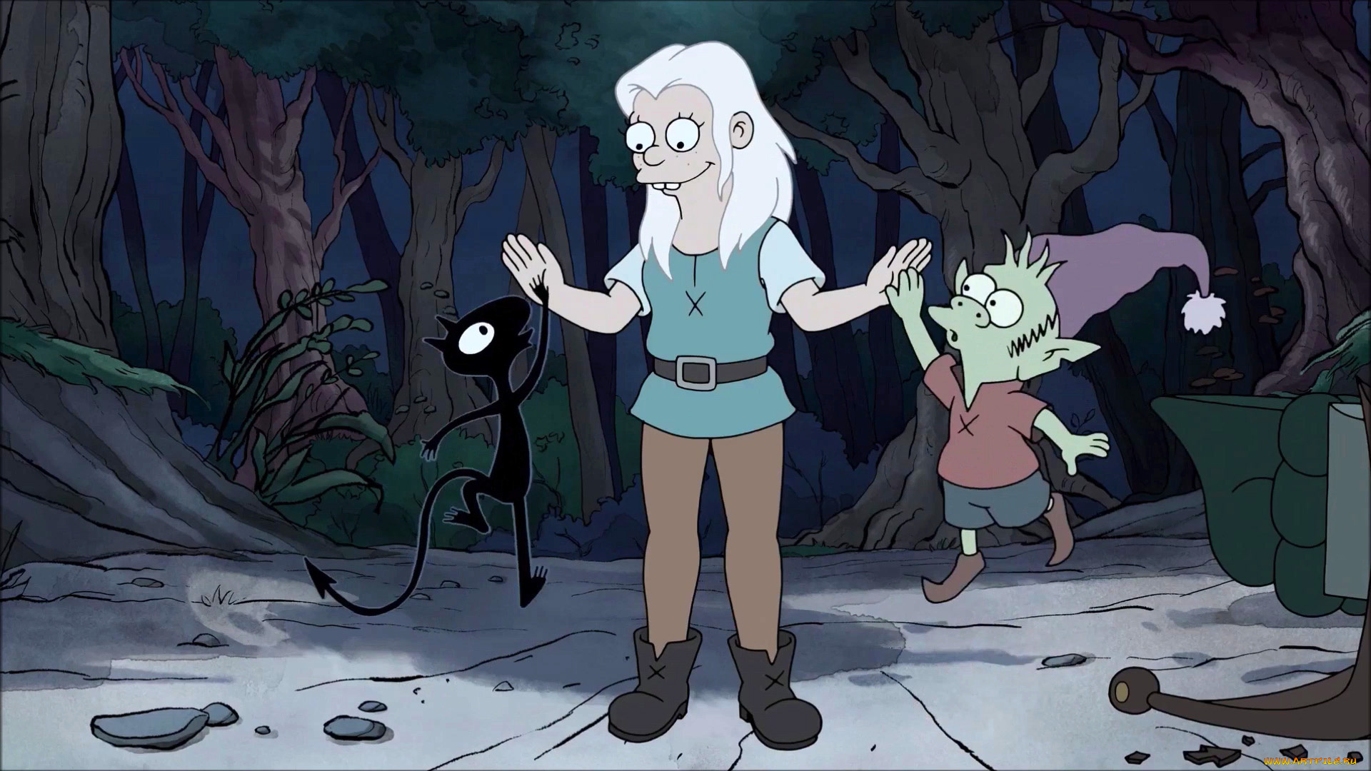 мультфильмы, disenchantment, luci, bean, elfo, разочарование