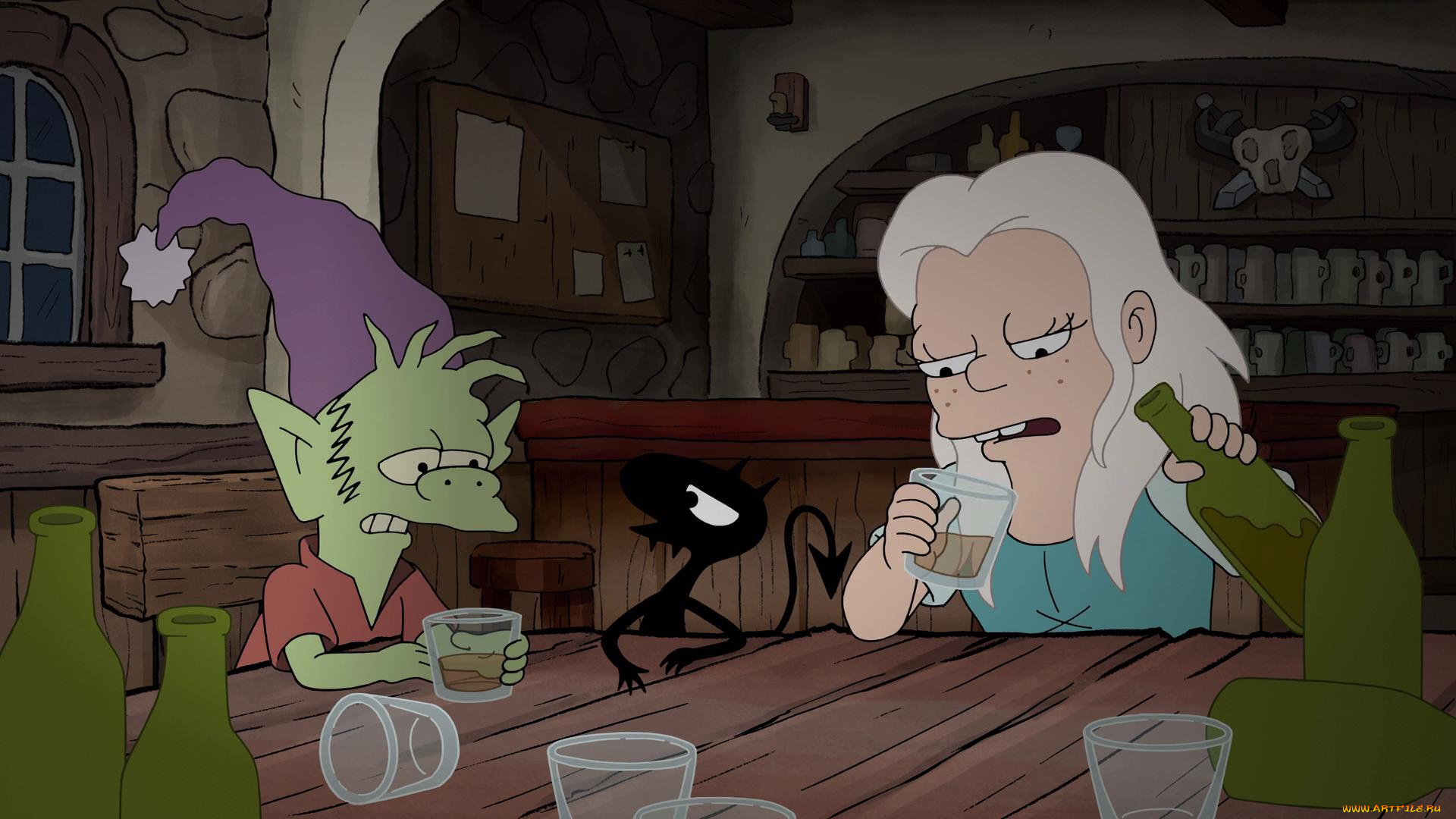 мультфильмы, disenchantment, luci, elfo, bean, разочарование