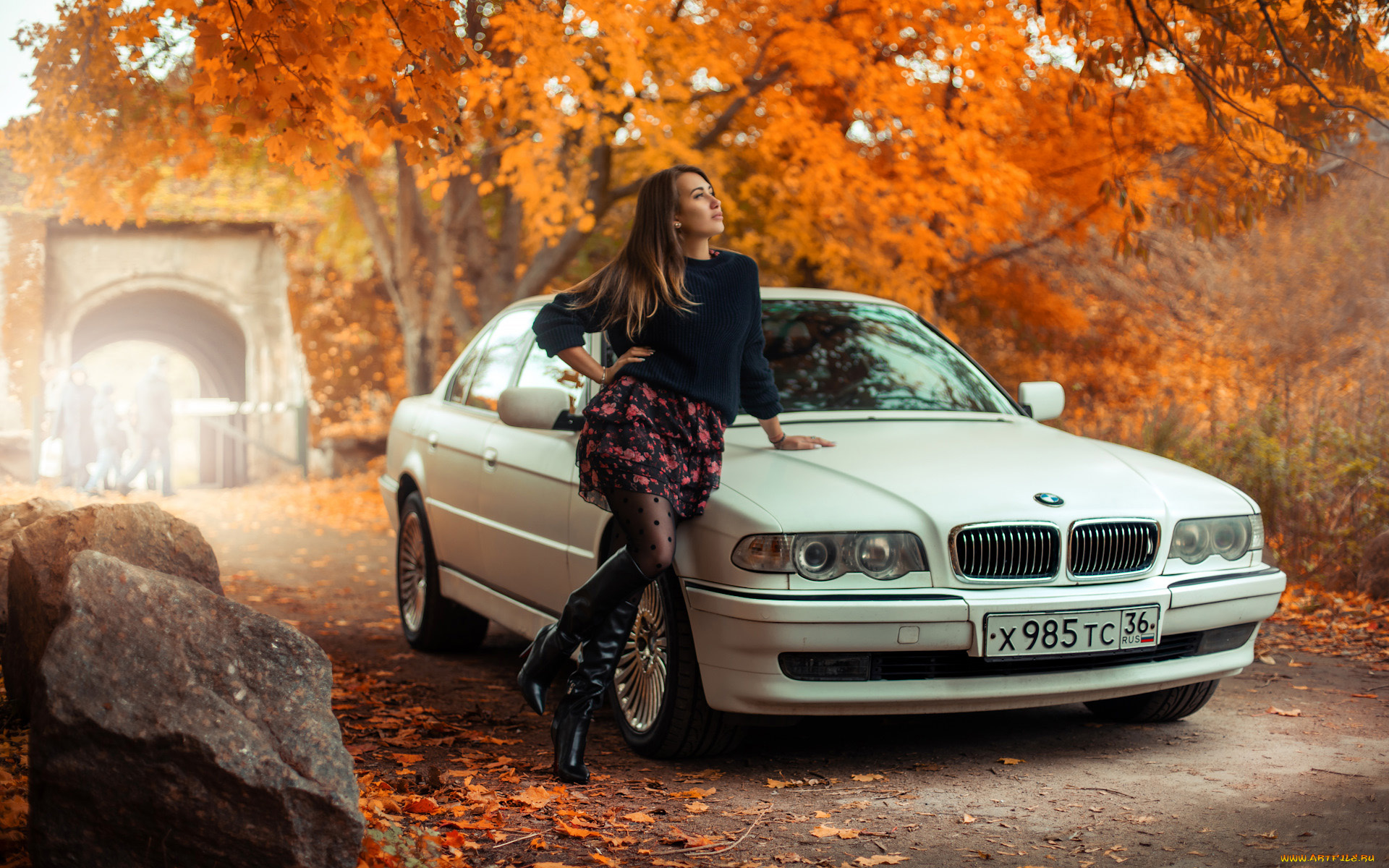 автомобили, -авто, с, девушками, bmw, e38, mila