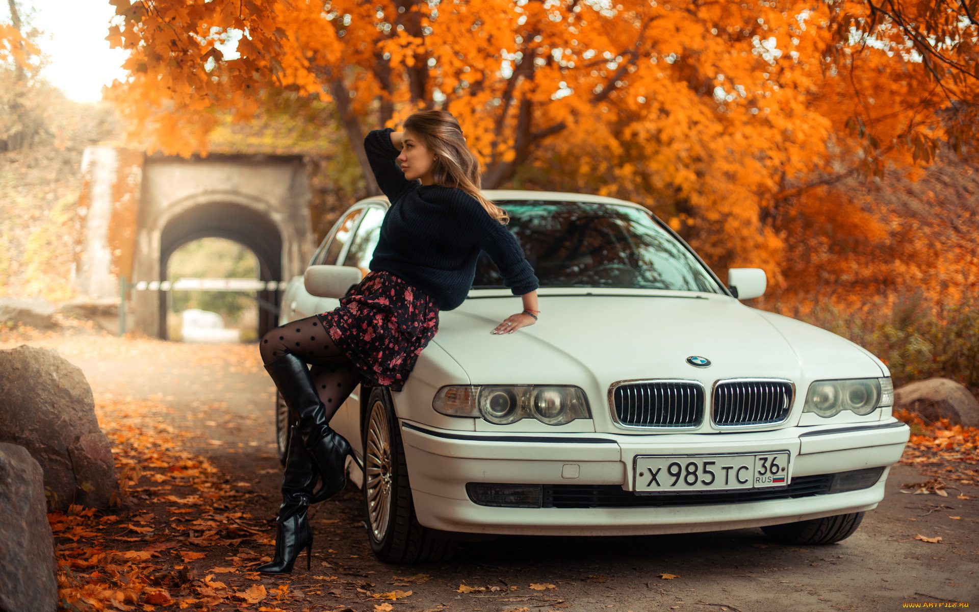 автомобили, -авто, с, девушками, bmw, e38, mila