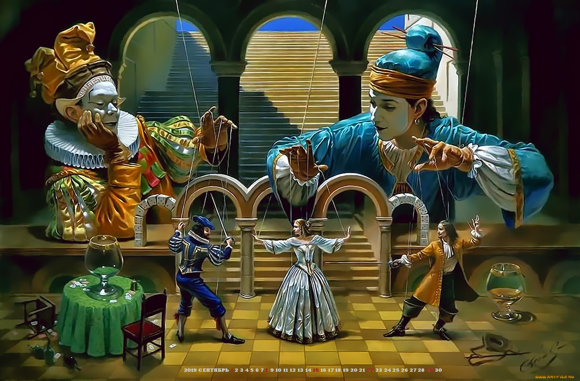 календари, фэнтези, 2019, calendar, нить, грим, декорация, стол, кукла, марионетка