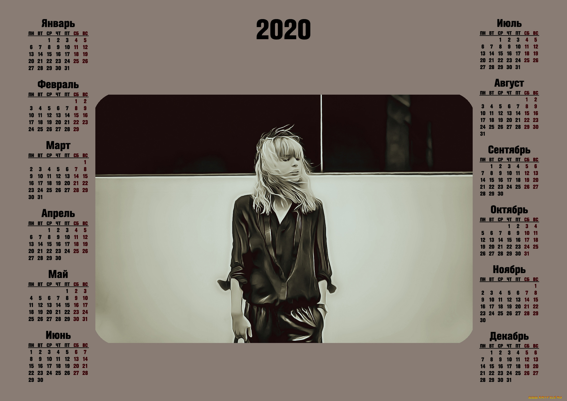 календари, компьютерный, дизайн, 2020, calendar, девушка, ветер, женщина