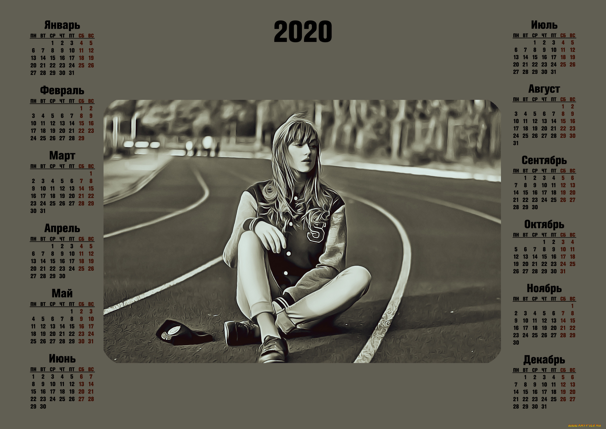 календари, компьютерный, дизайн, дорога, женщина, девушка, полоса, 2020, calendar