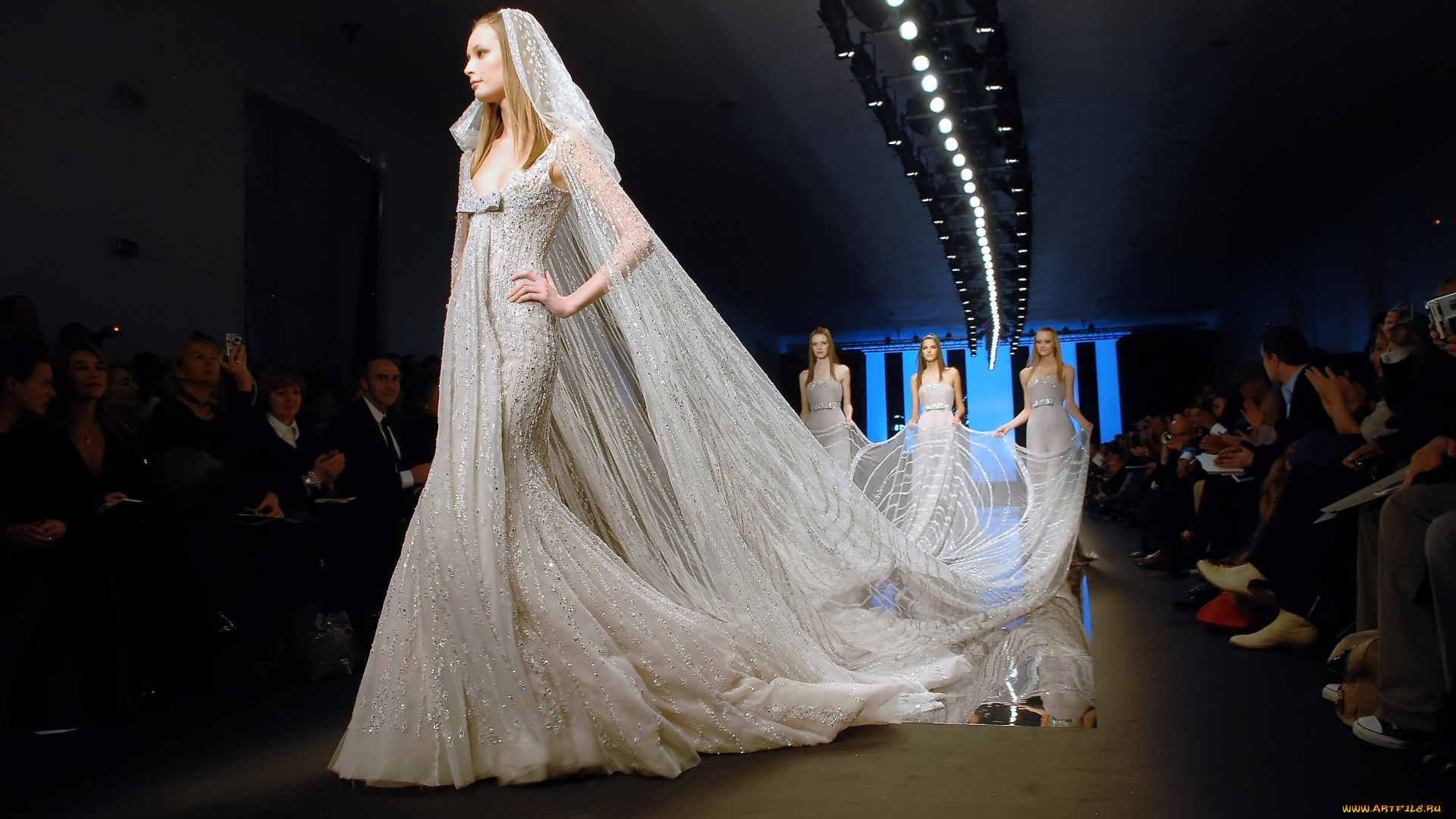 девушки, -, невесты, подиум, невеста, люди, наряд