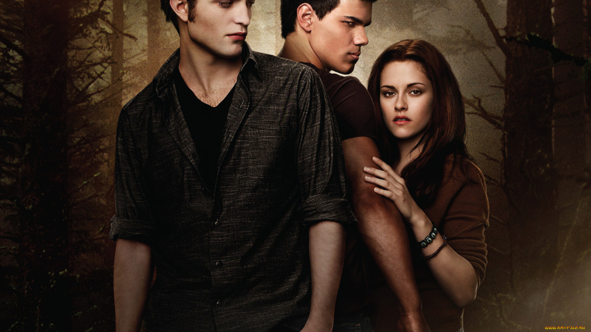 кино, фильмы, the, twilight, saga, , new, moon, эдвард, белла, вампир, оборотень, лес, джейкоб