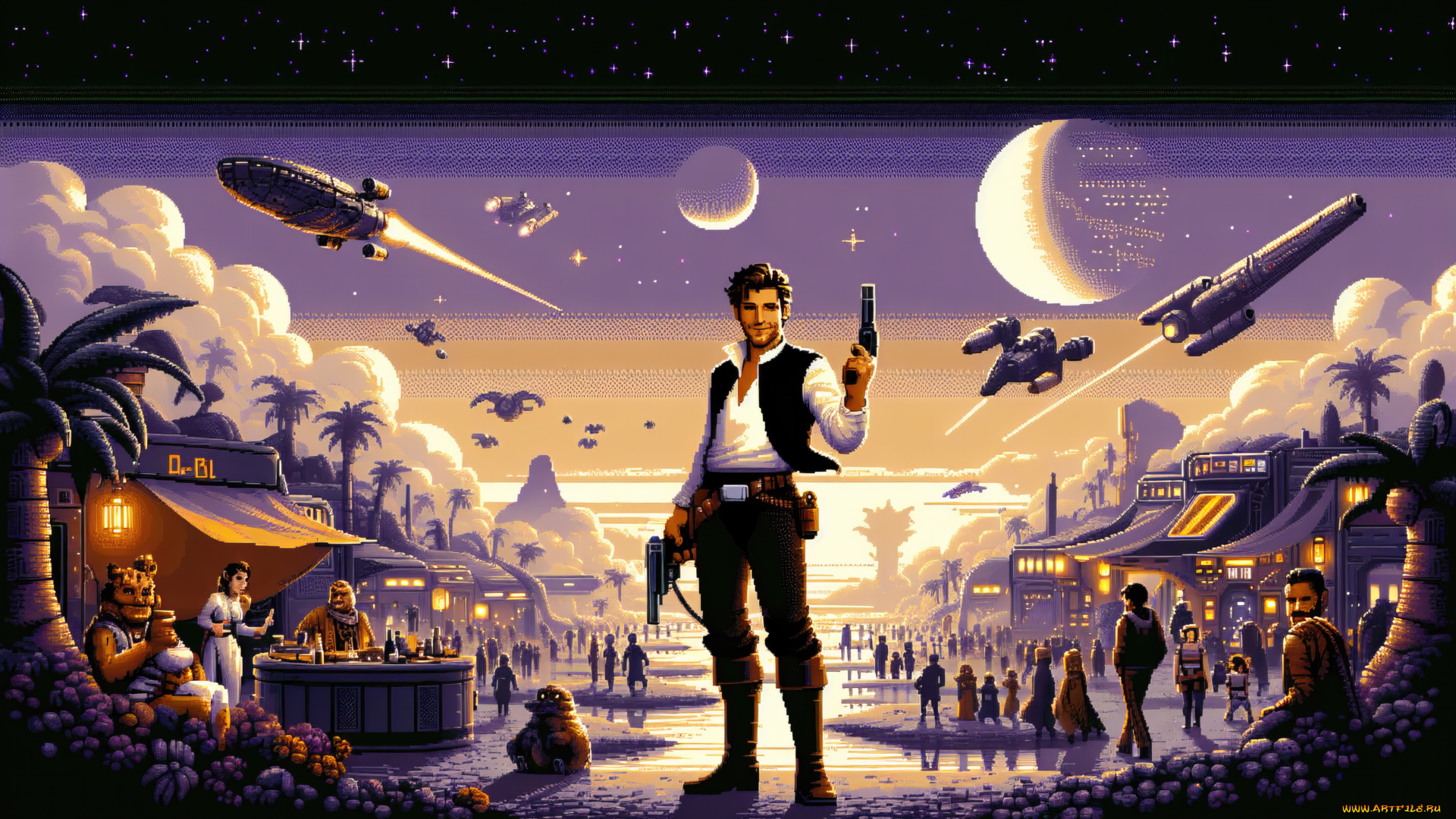 рисованное, кино, , мультфильмы, han, solo, pixel, art