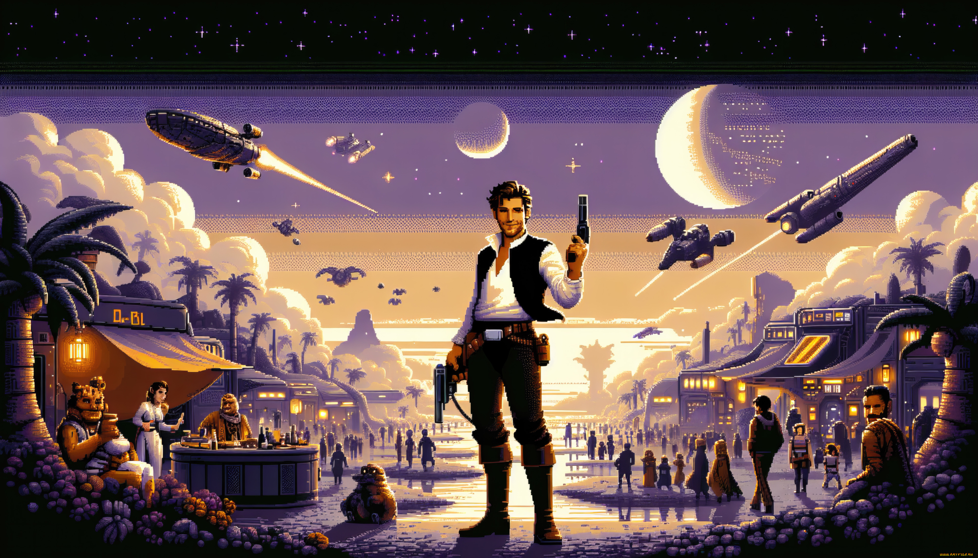 рисованное, кино, , мультфильмы, han, solo, pixel, art