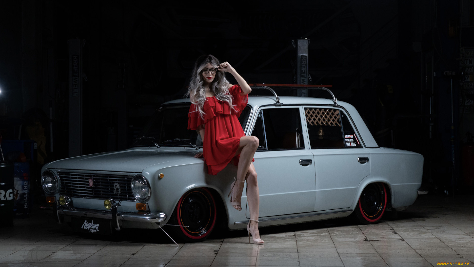 автомобили, -авто, с, девушками, ваз, 2101, красивая, девушка