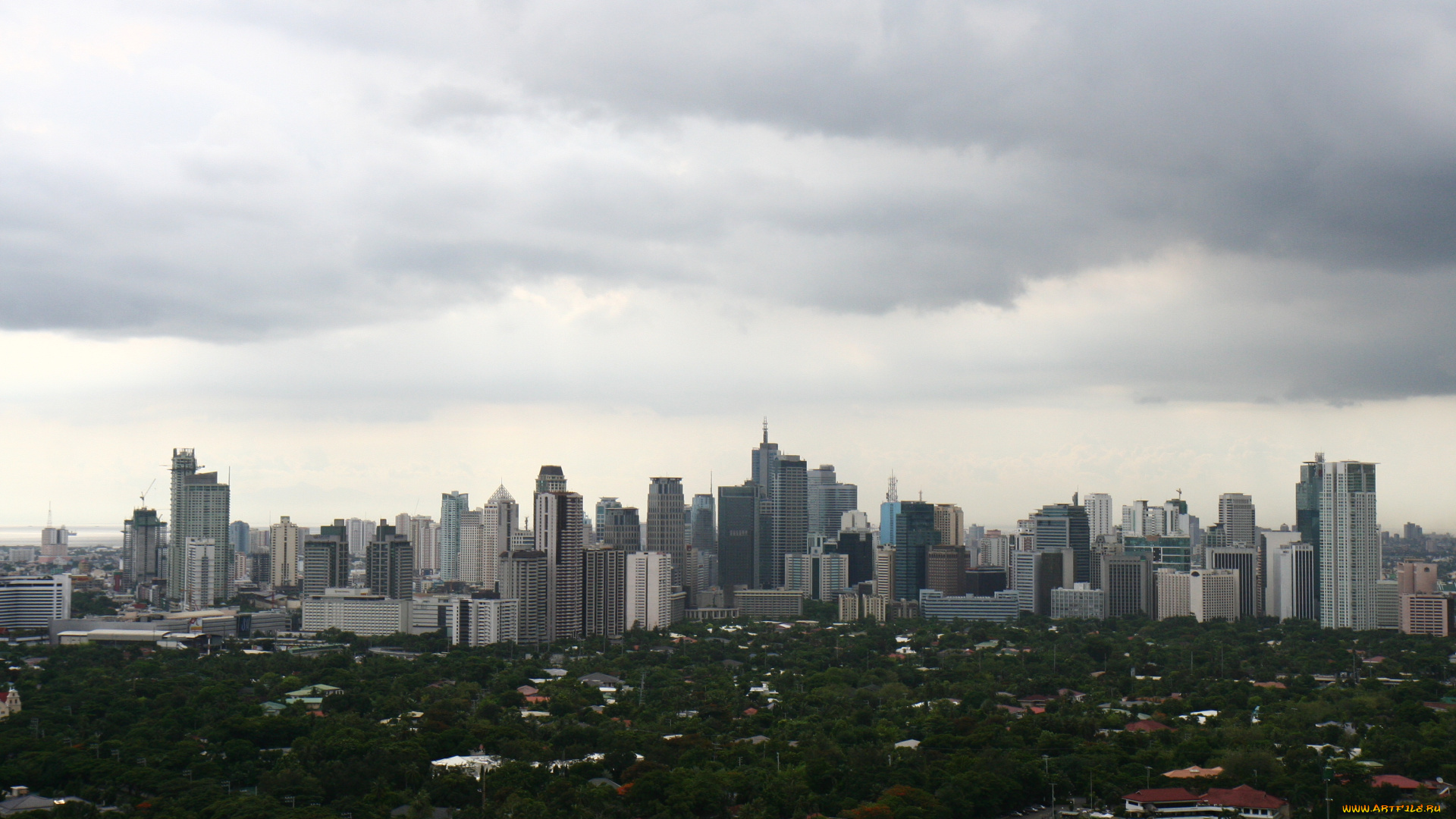 небоскрёбы, города, -, панорамы, макати, филиппины