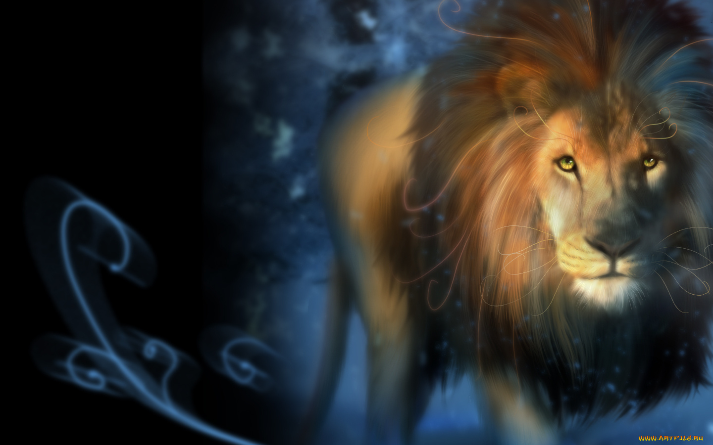 рисованные, животные, львы