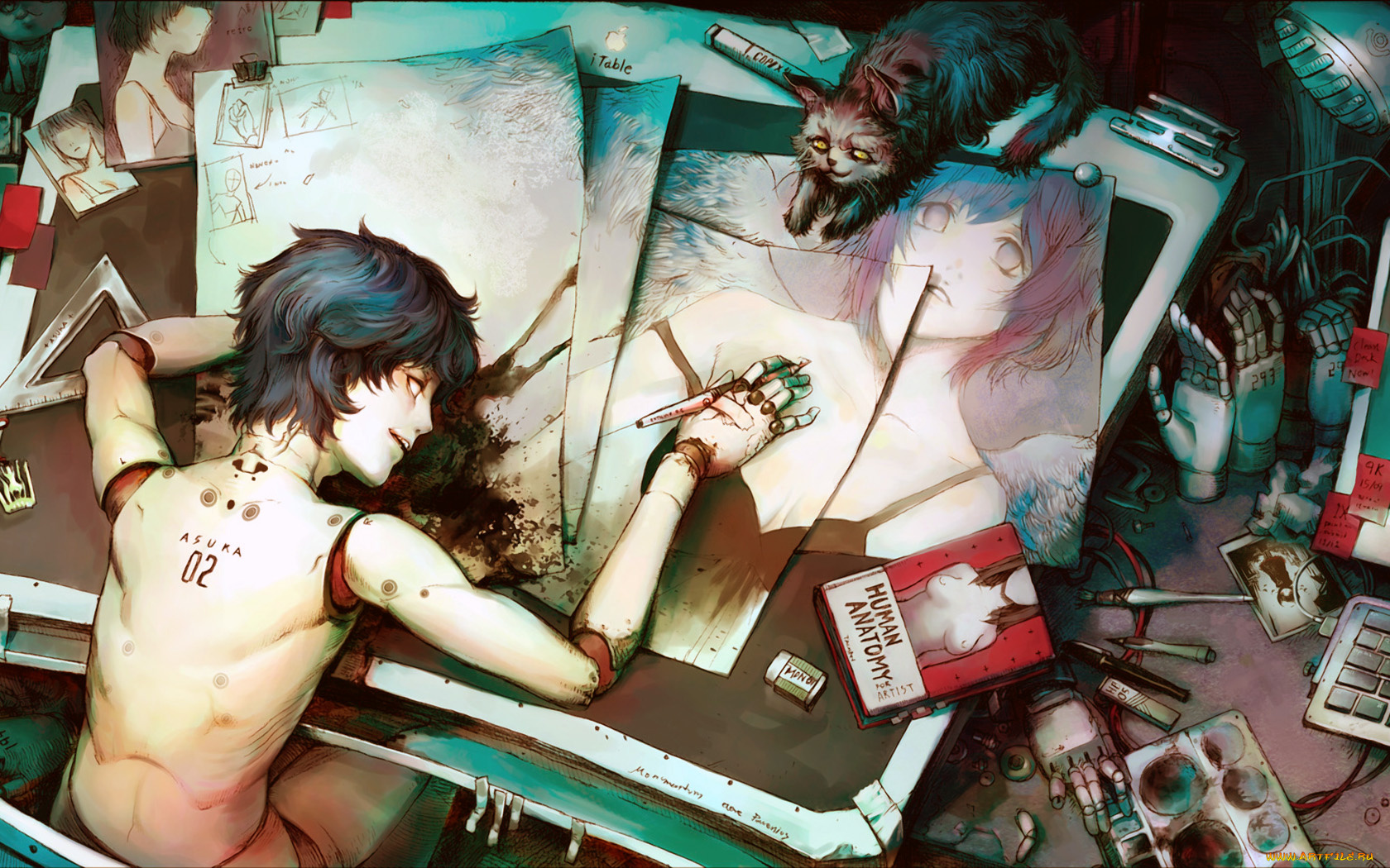 аниме, weapon, blood, technology