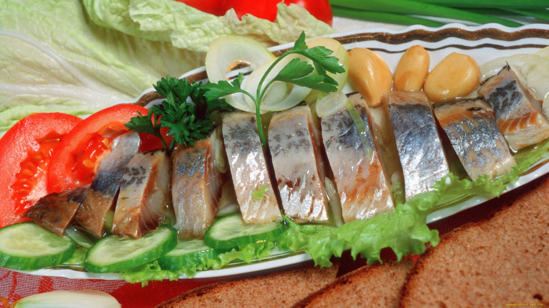 еда, рыбные, блюда, морепродуктами, томаты, помидоры