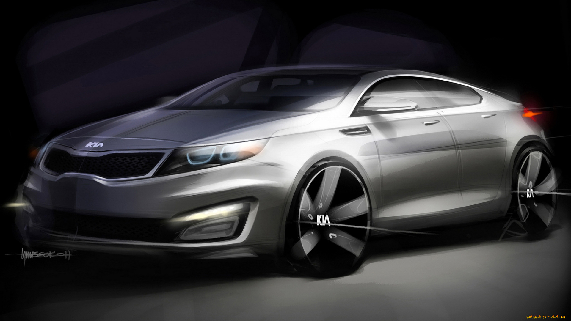 kia, magentis, sketch, 2011, автомобили, рисованные