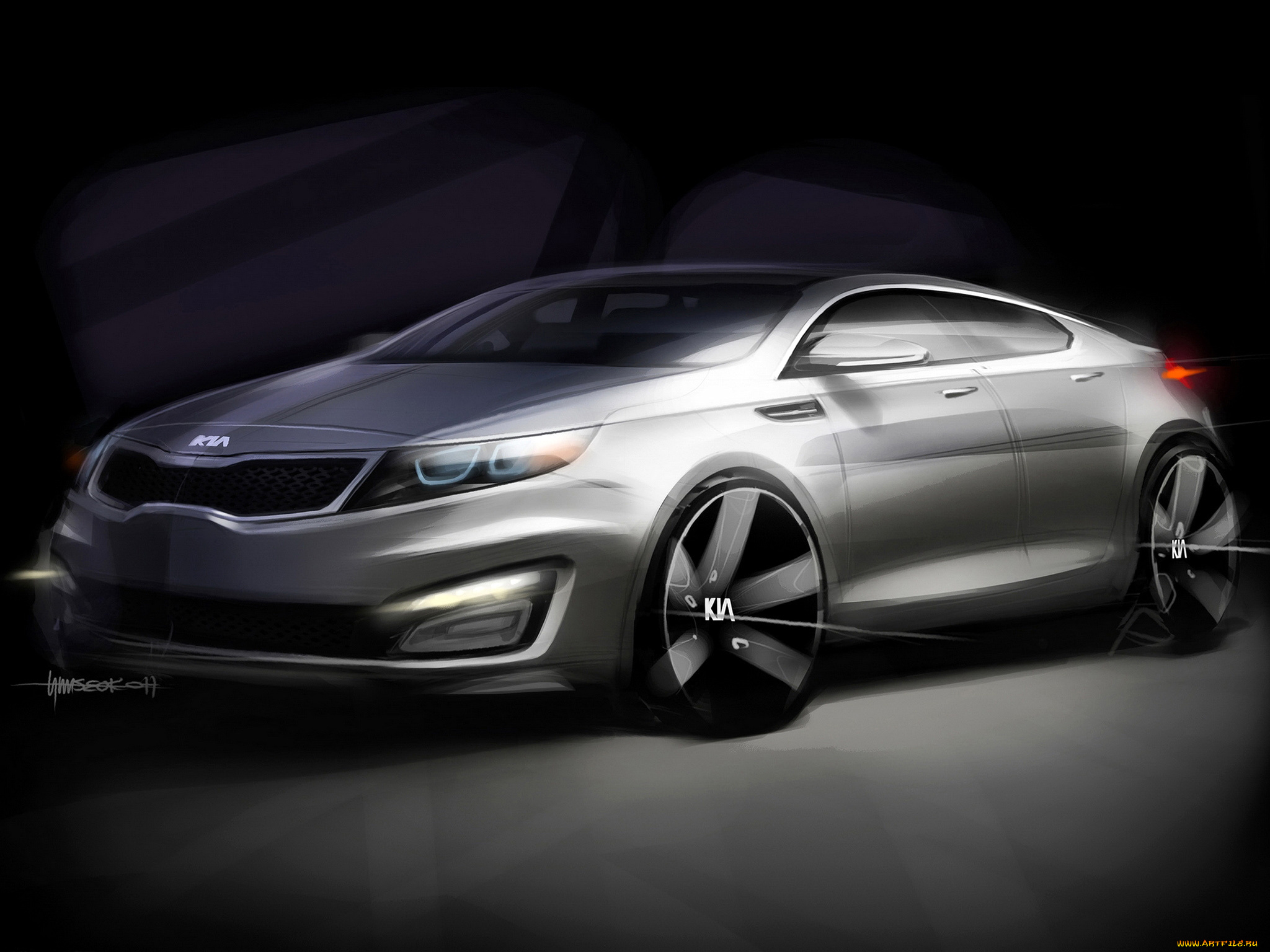 kia, magentis, sketch, 2011, автомобили, рисованные