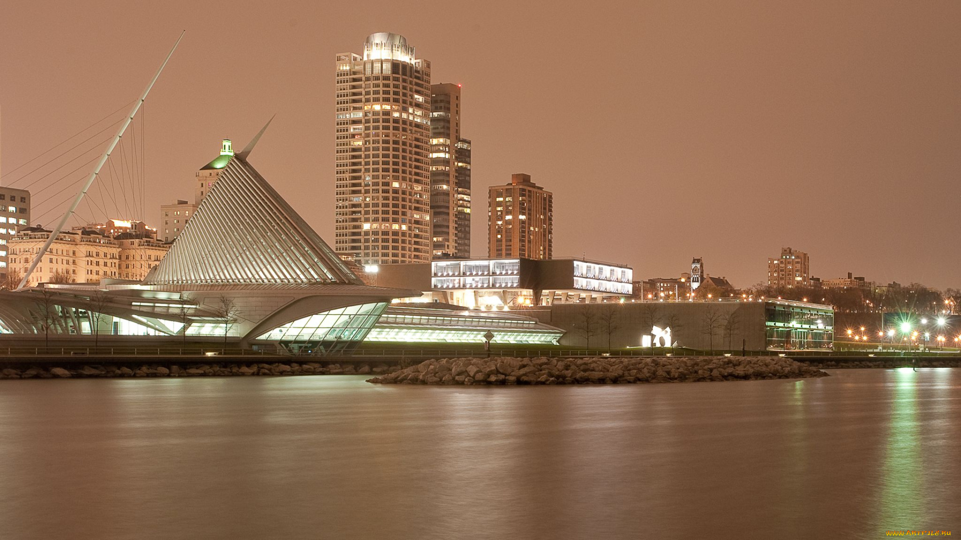 города, огни, ночного