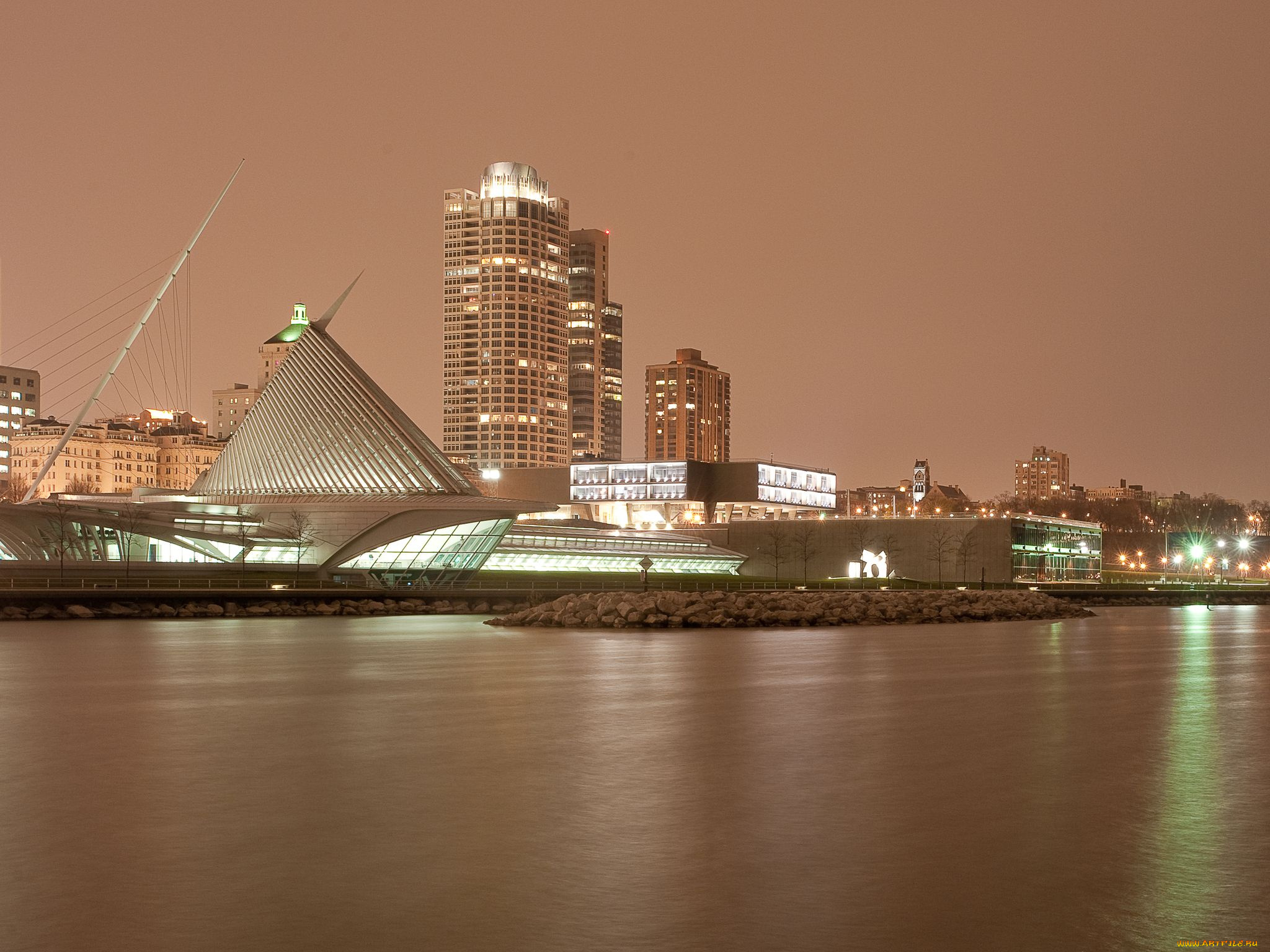 города, огни, ночного