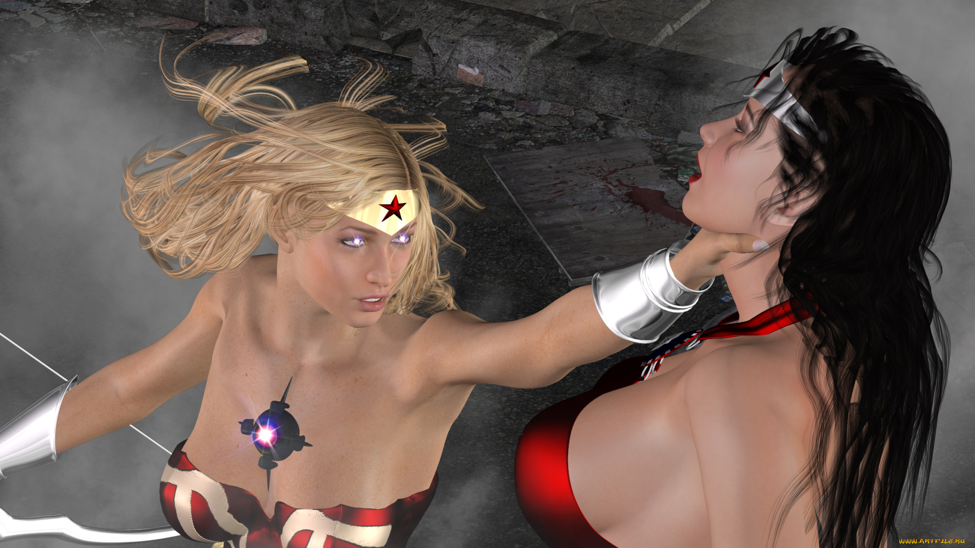 3д, графика, fantasy, , фантазия, драка, супермены