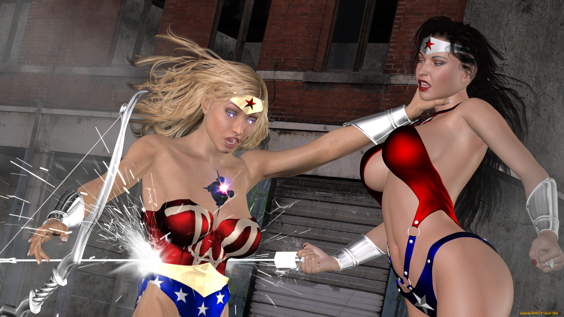 3д, графика, fantasy, , фантазия, драка, супермены