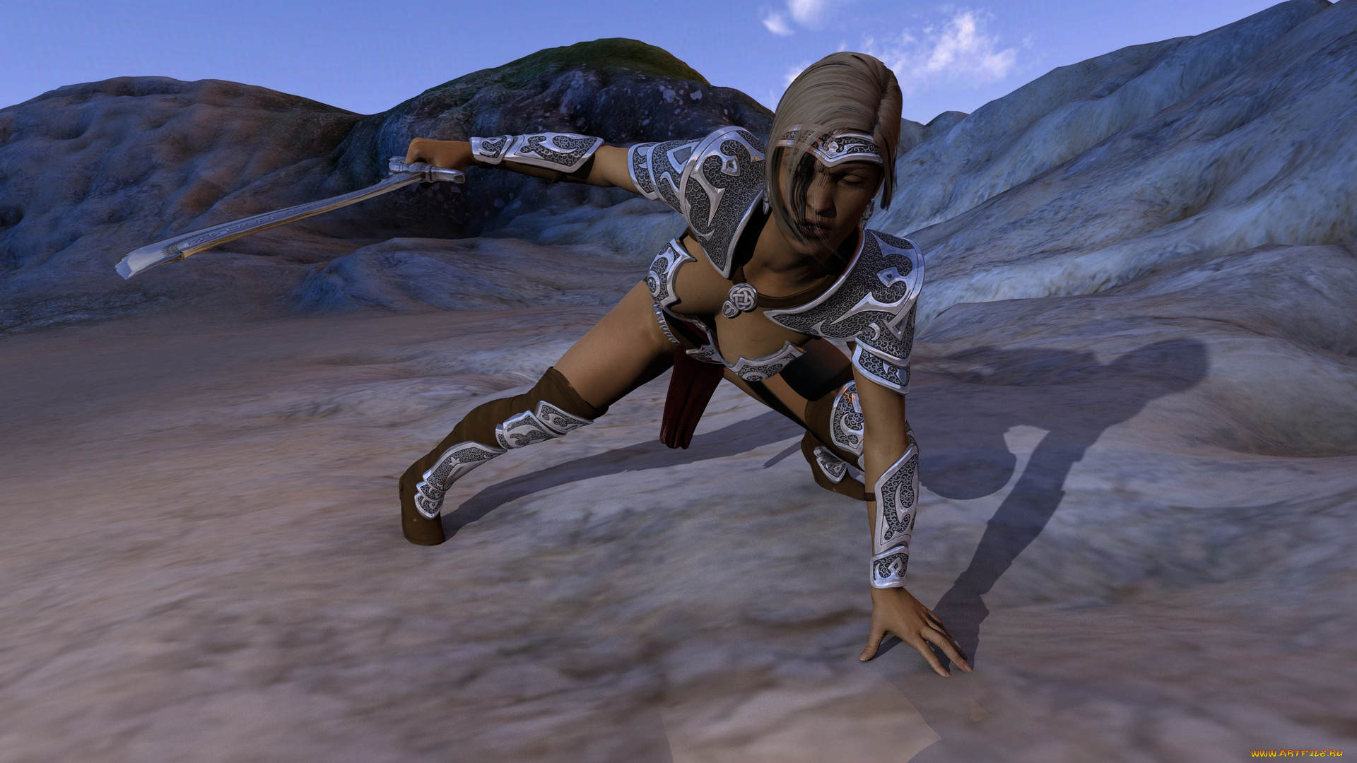 3д, графика, fantasy, , фантазия, скала, существо