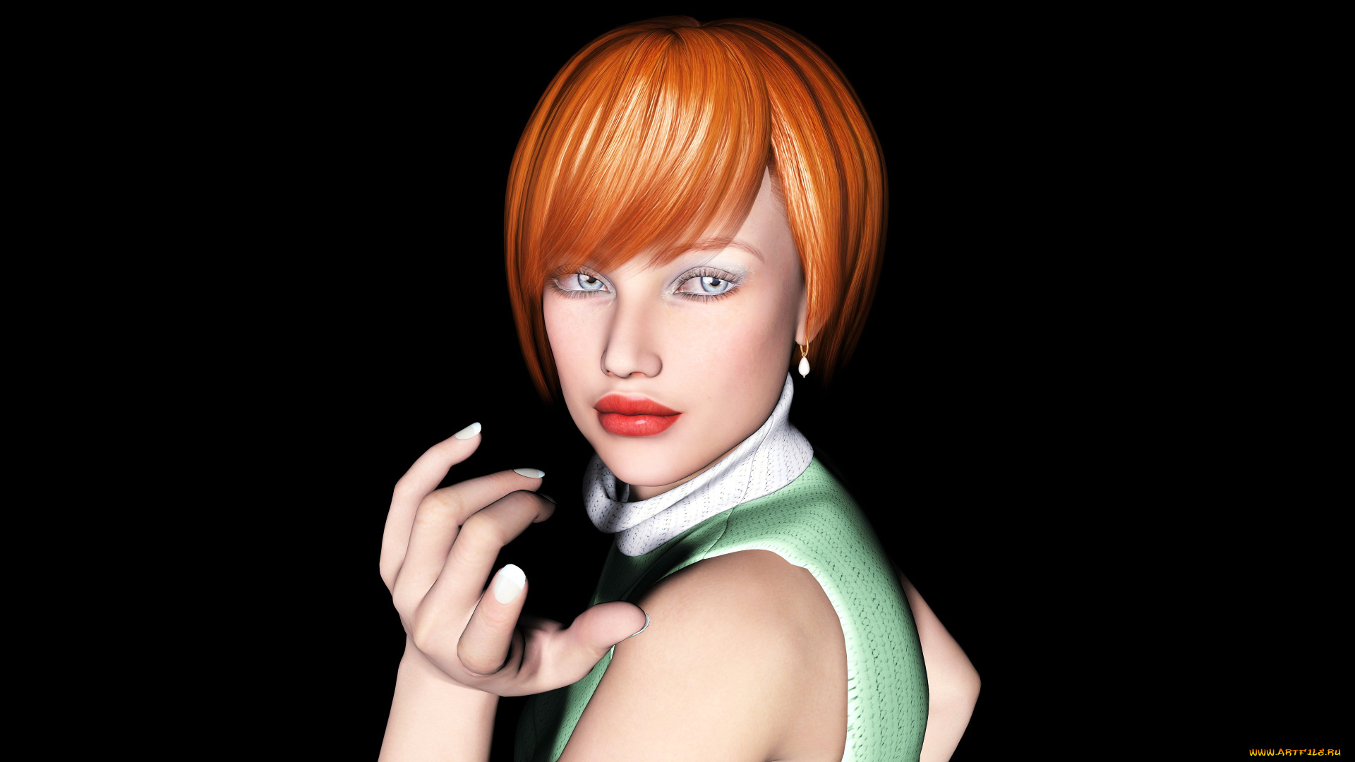 3д, графика, people, , люди, девушка, взгляд, рыжая