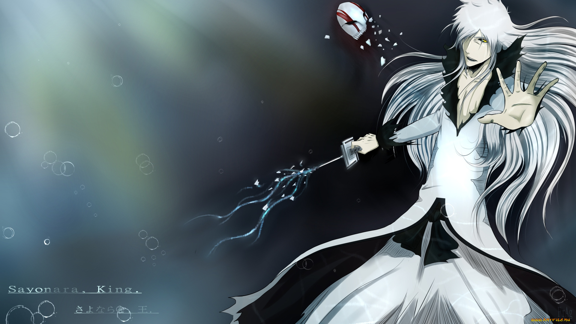 аниме, bleach, банкай, белый, занпакто, пустой, ичиго, блич, пузырьки, маска