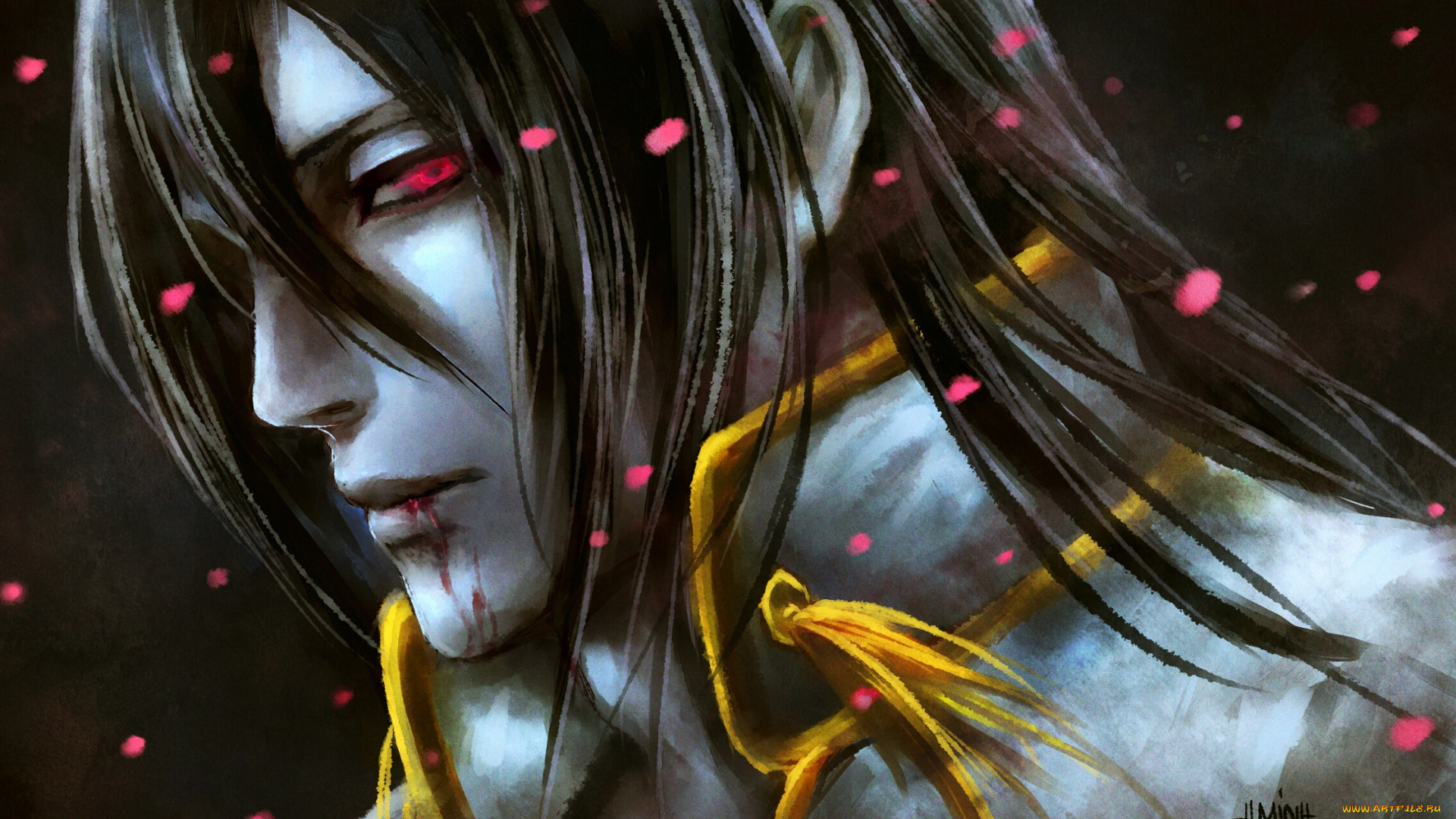 аниме, bleach, кучики, глава, клана, сенбон-закура, парень, бьякуя, арт, лицо, блич