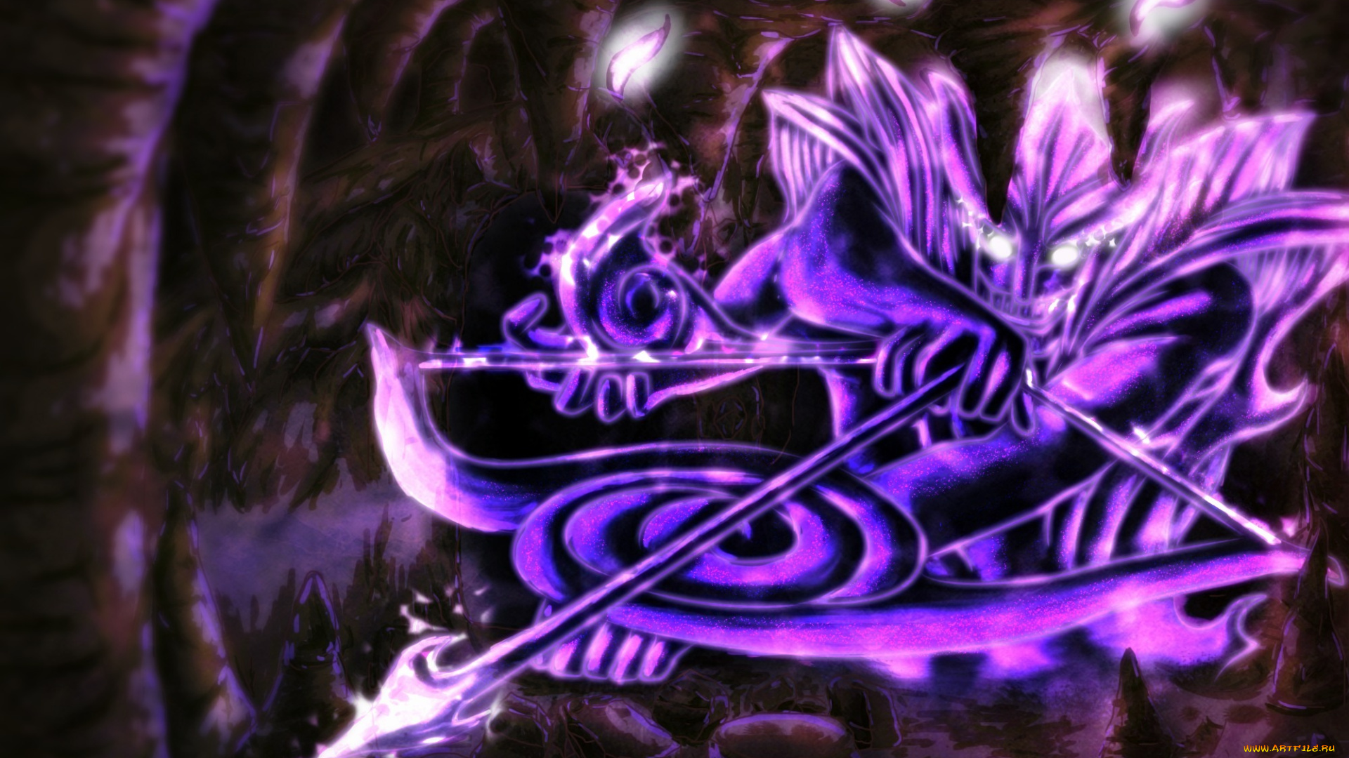 аниме, naruto, стрела, лук, сусано, пещера, огни