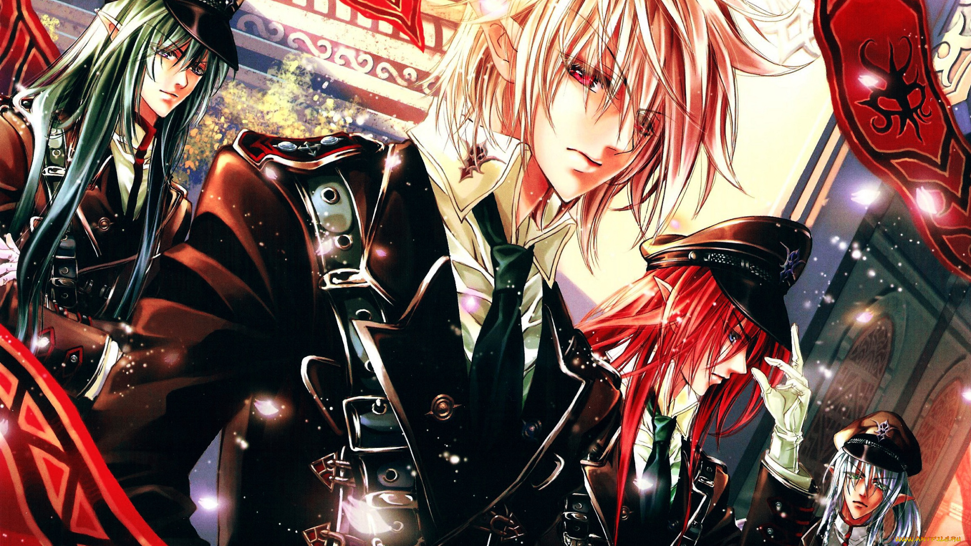 аниме, *unknown, , другое, эльфы, парни, красные, глаза