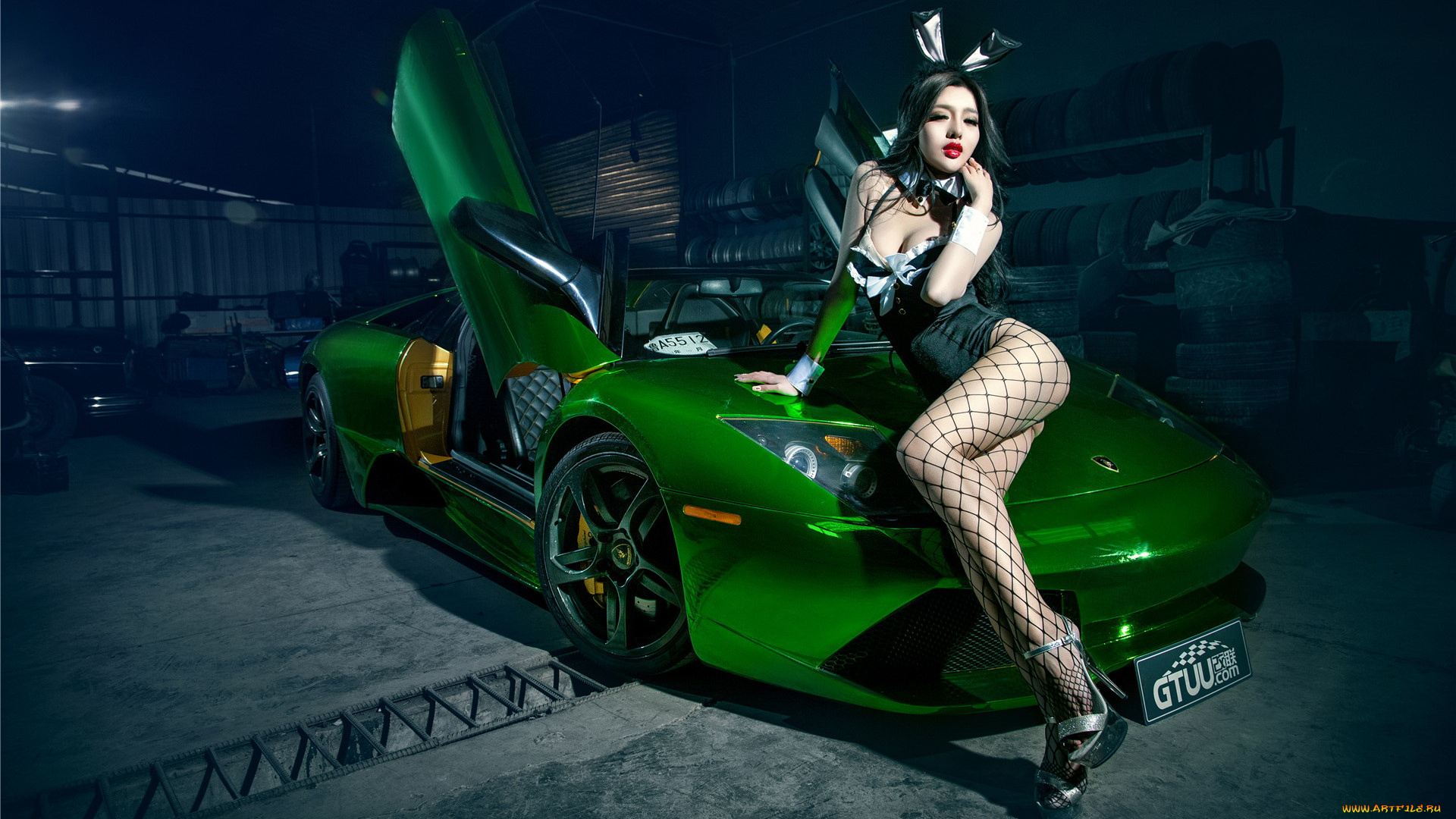 автомобили, авто, с, девушками, азиатка, автомобиль, девушка