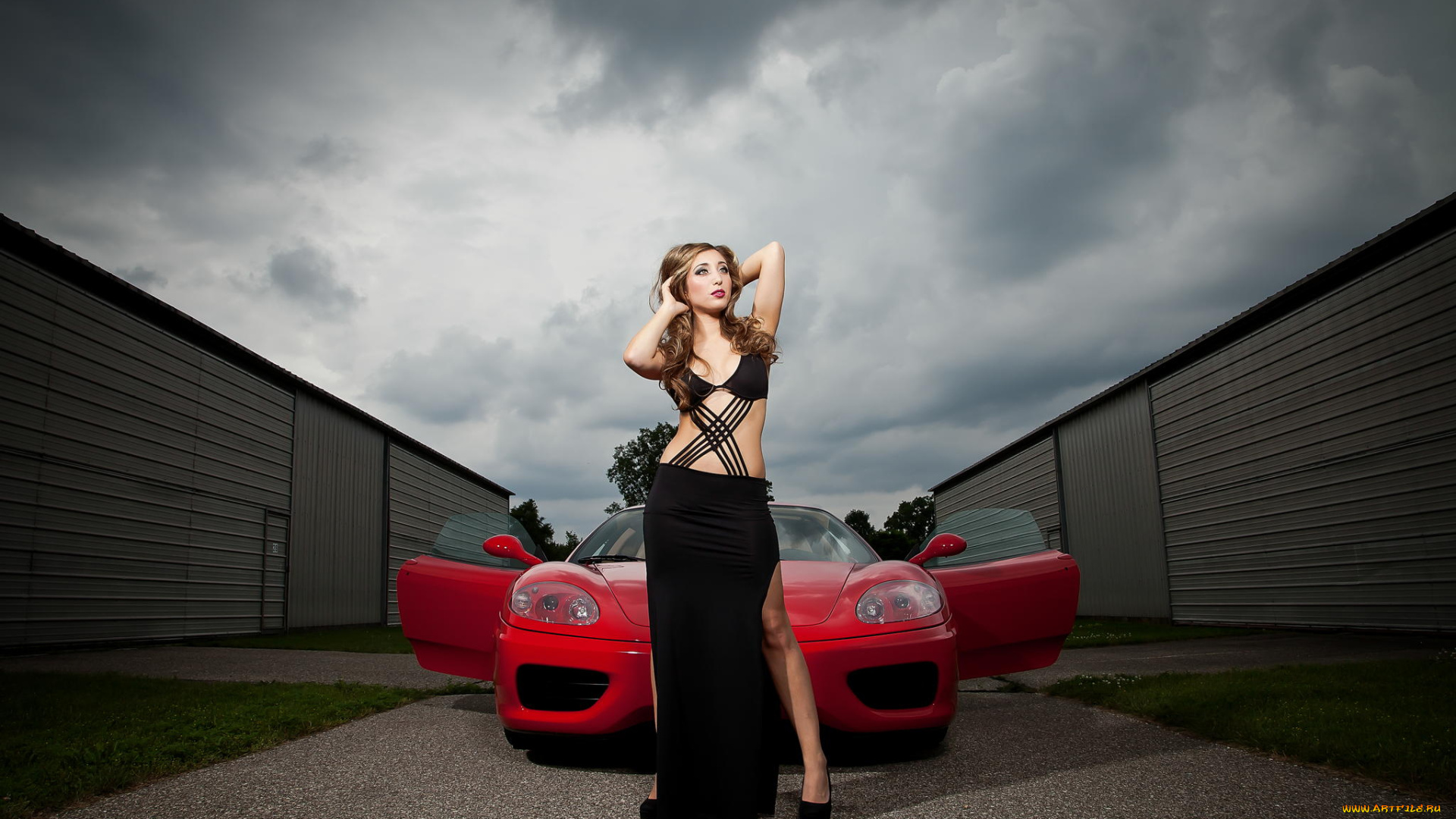 автомобили, авто, с, девушками, платье