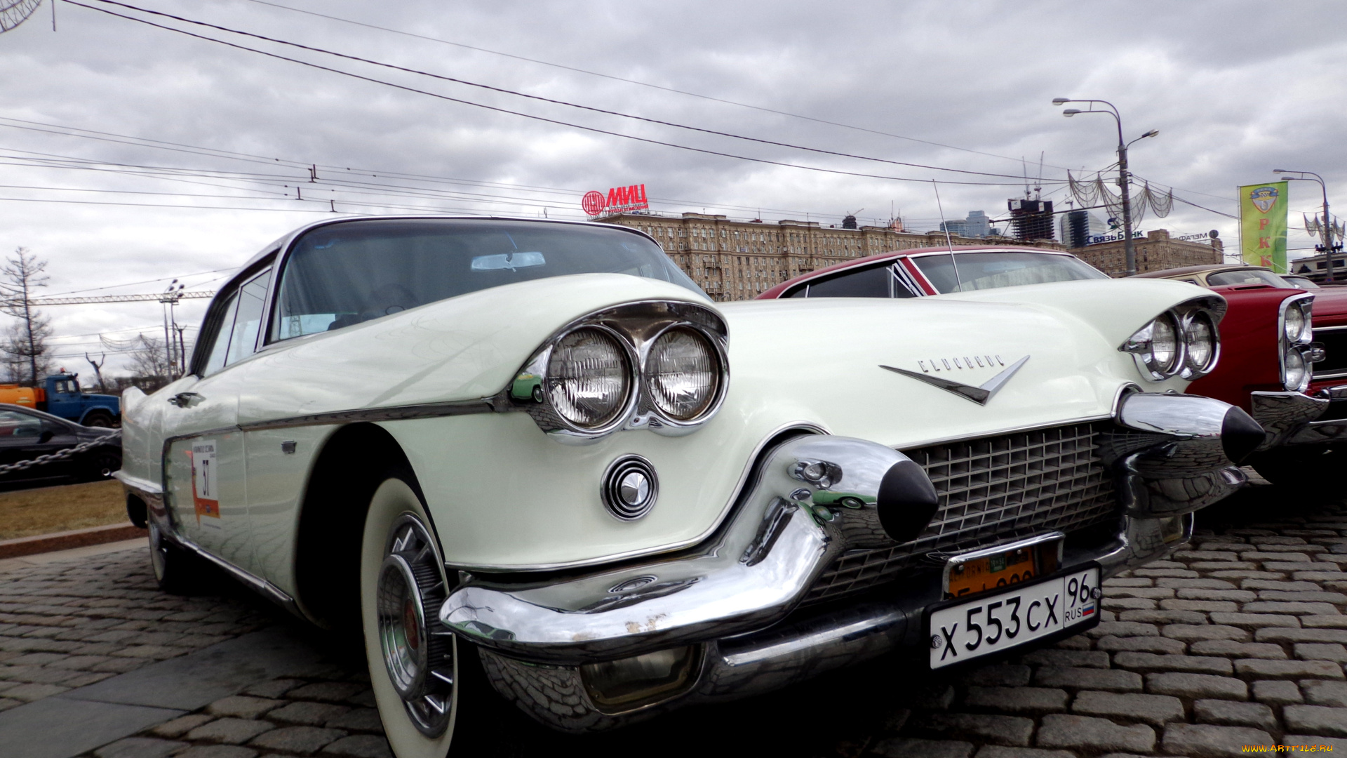 автомобили, выставки, и, уличные, фото, белый, cadillac