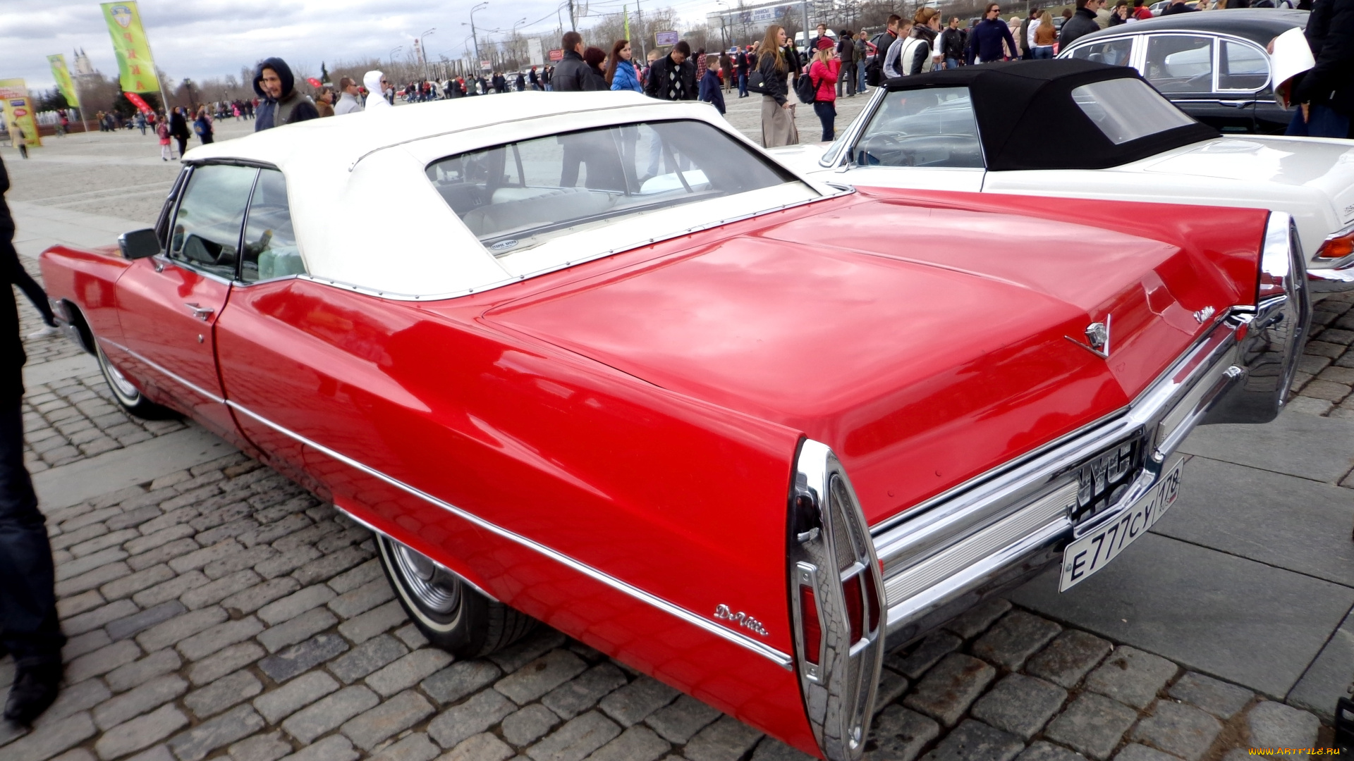 автомобили, выставки, и, уличные, фото, красный, cadillac