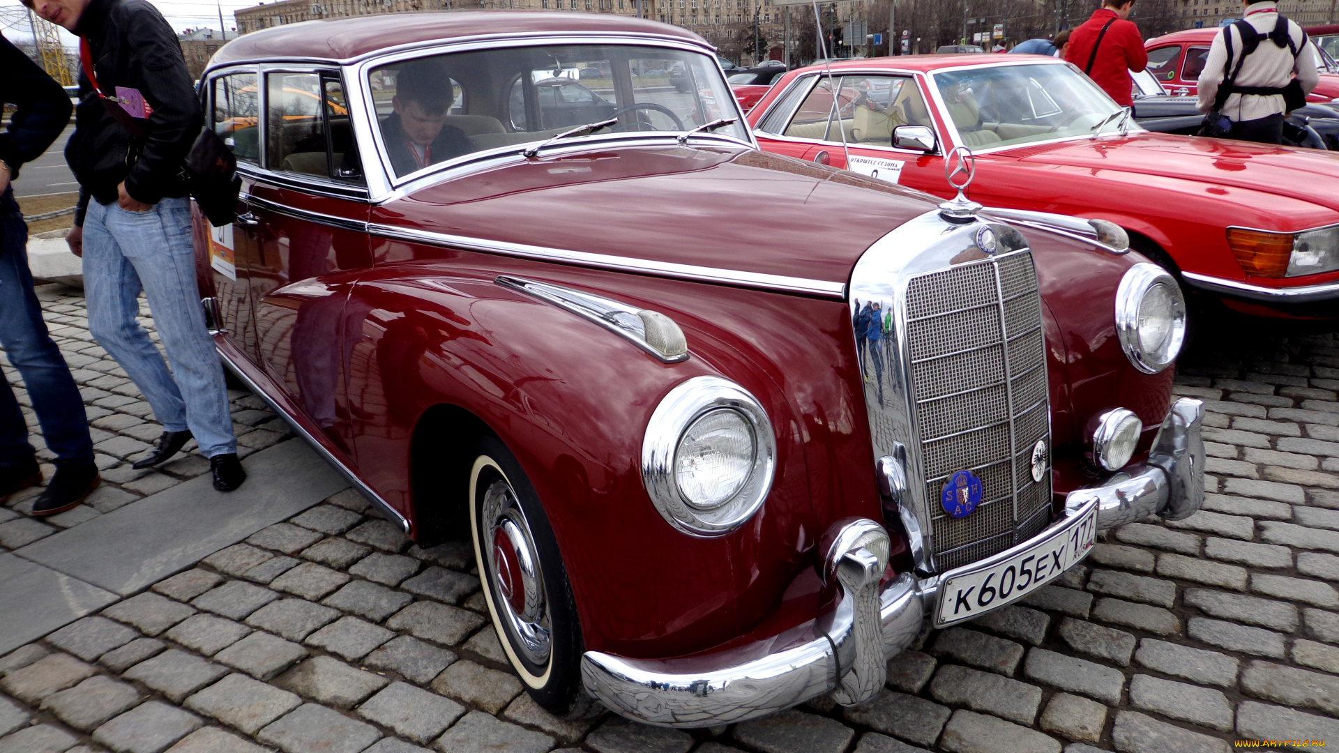 автомобили, выставки, и, уличные, фото, красный, mercedes-benz