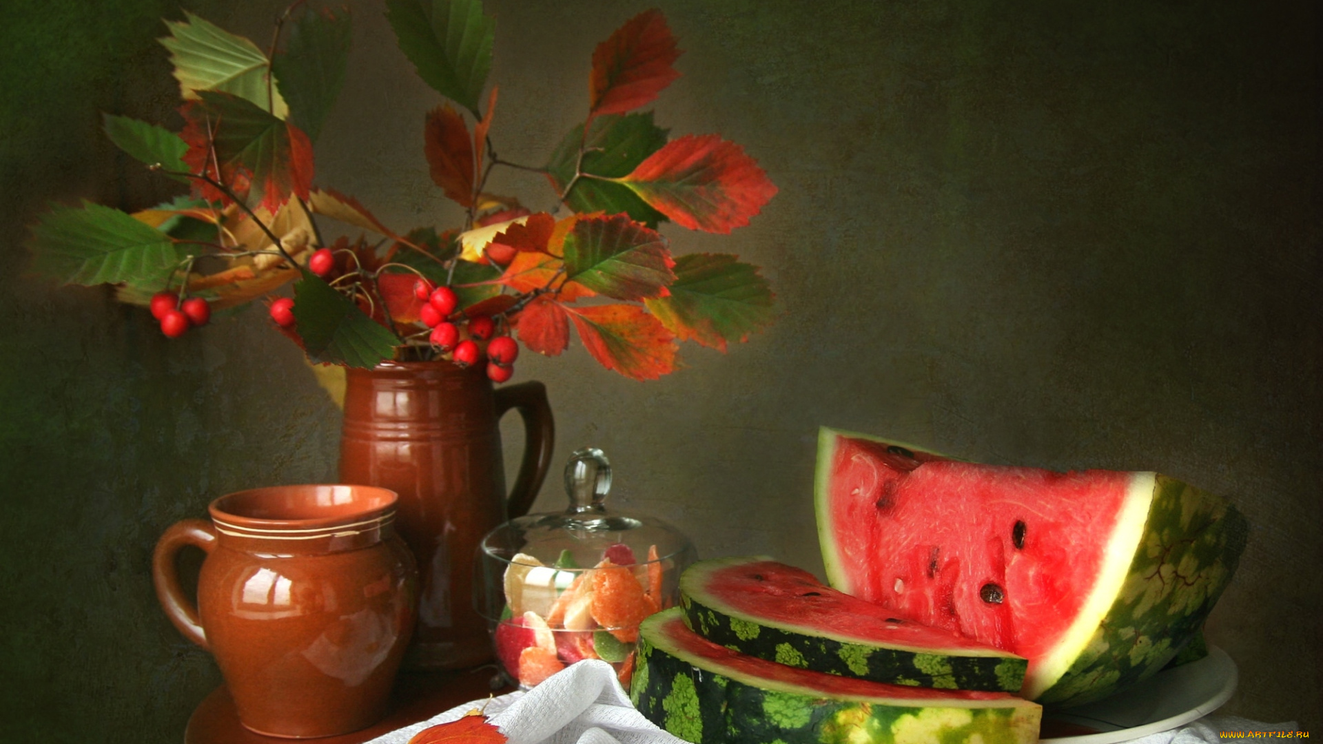 еда, арбуз, букет