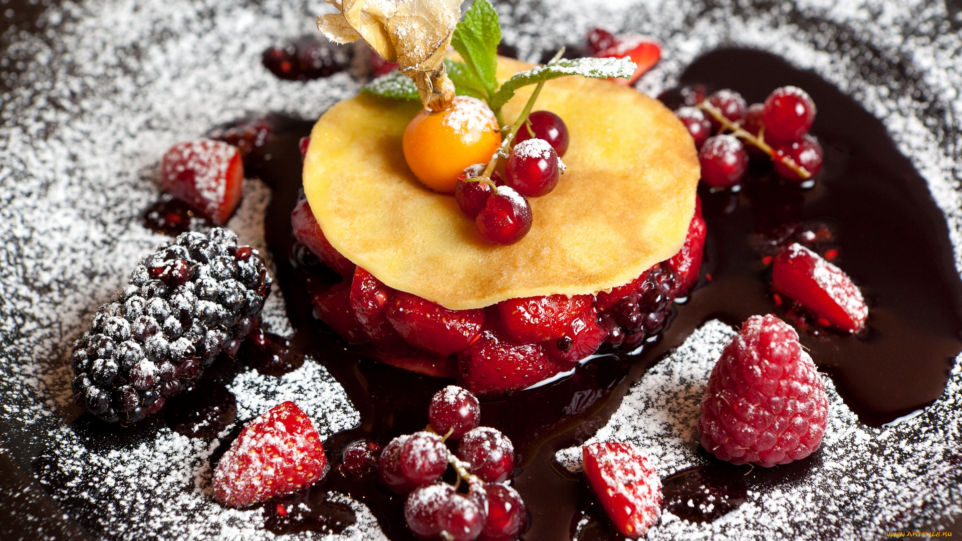 еда, блины, , оладьи, десерт, ягоды, блинчики