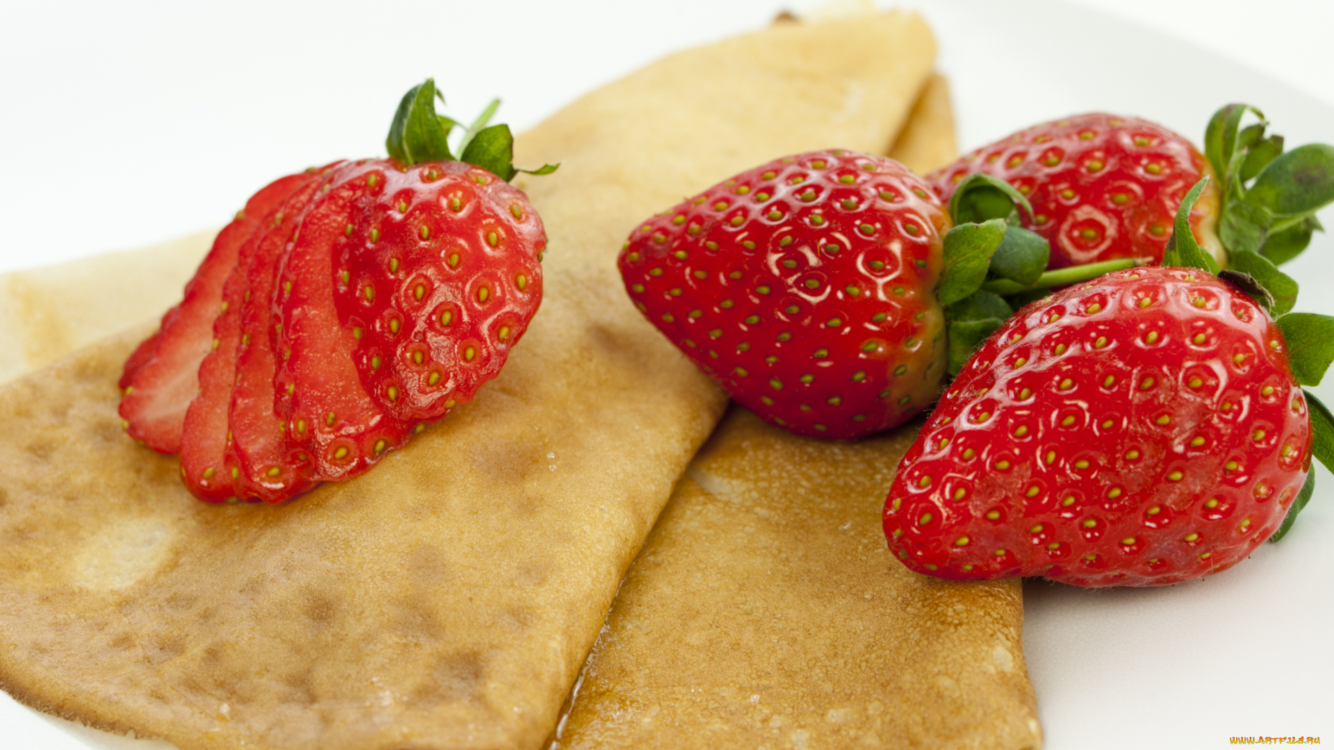 еда, блины, , оладьи, ягоды, клубника