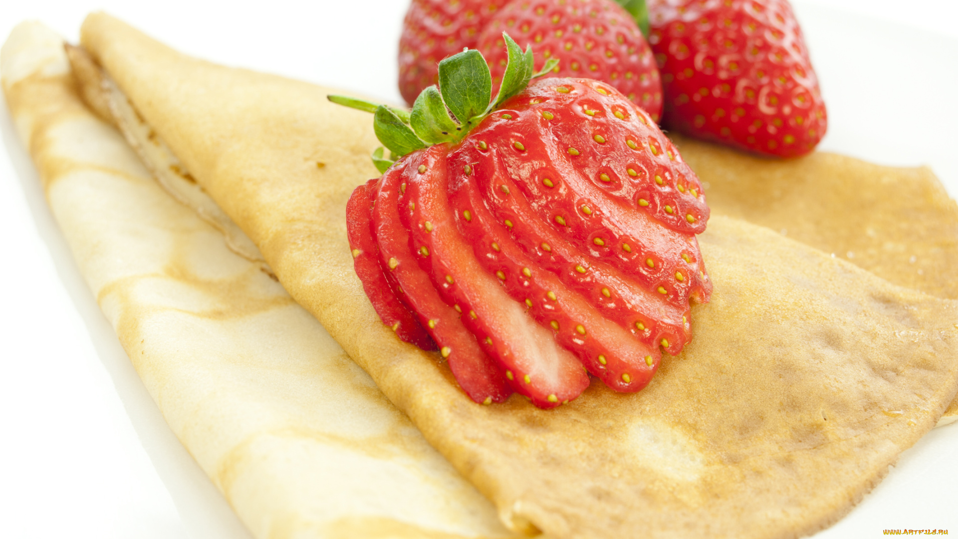 еда, блины, , оладьи, ягоды, клубника