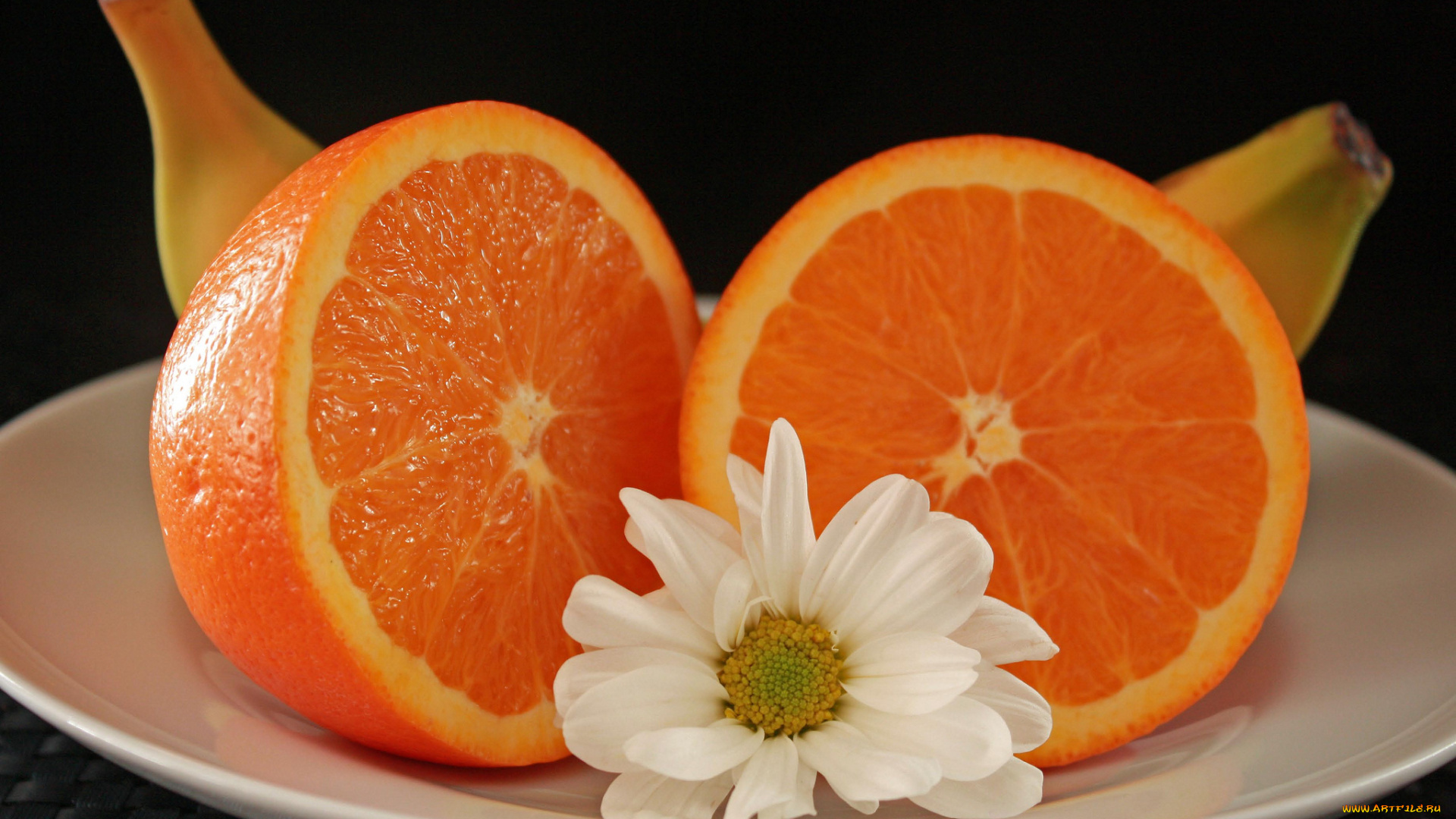 еда, фрукты, , ягоды, цветок, банан, апельсин