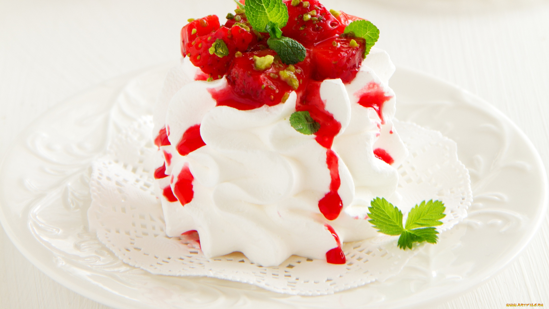 еда, мороженое, , десерты, клубника, безе