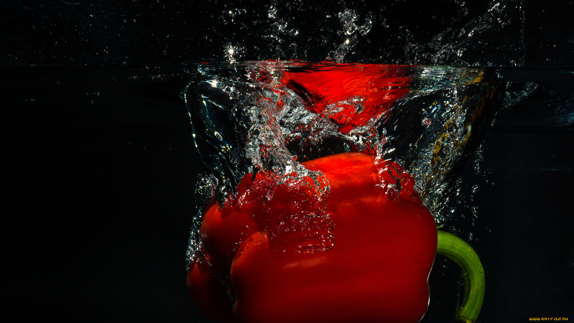 еда, перец, красный, овощ, вода