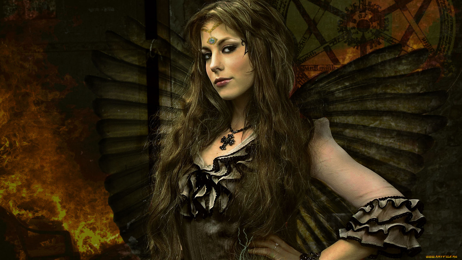 фэнтези, фотоарт, крылья, крест