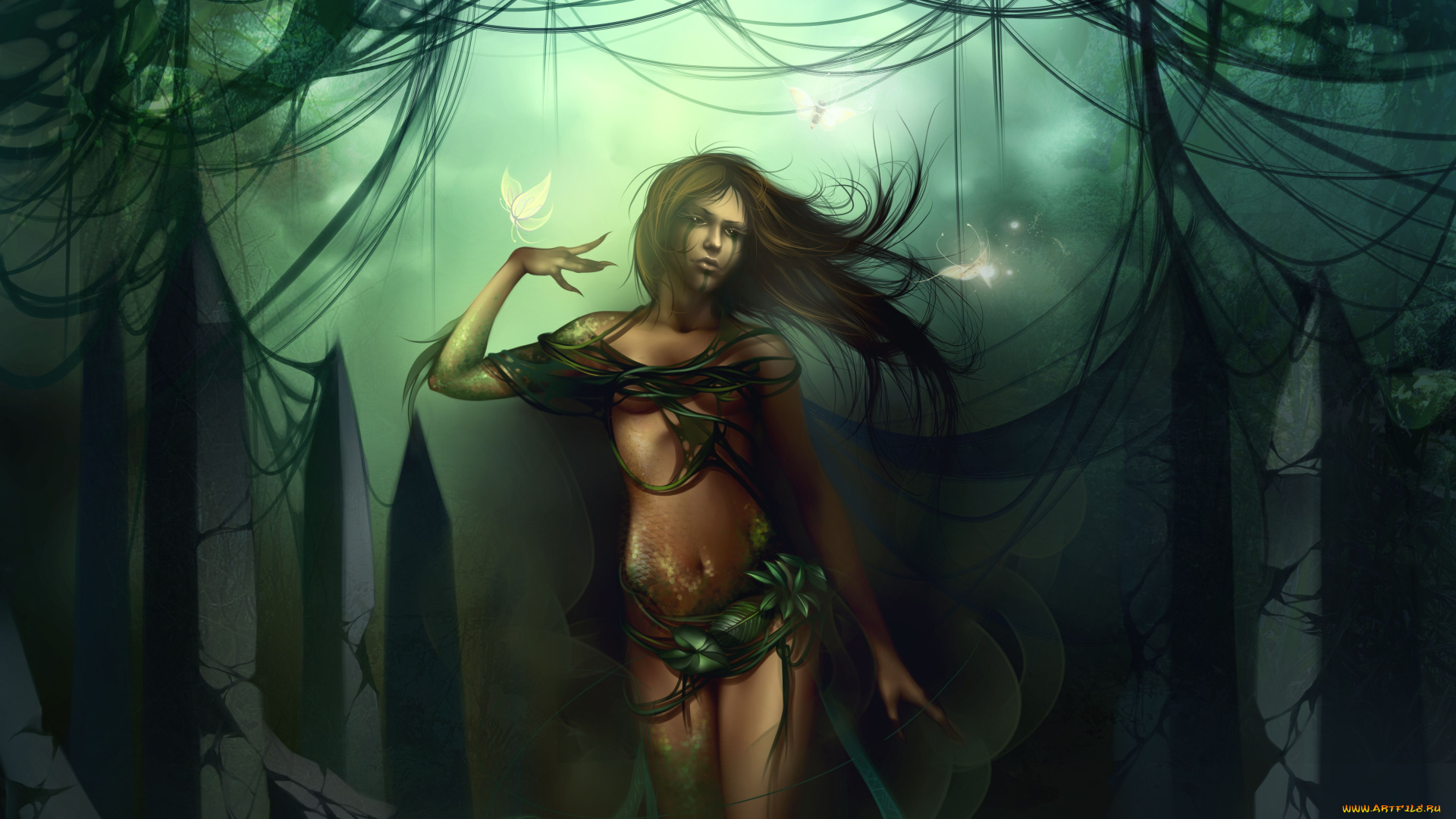 фэнтези, существа, иной, мир, девушка, существо, мотыльки